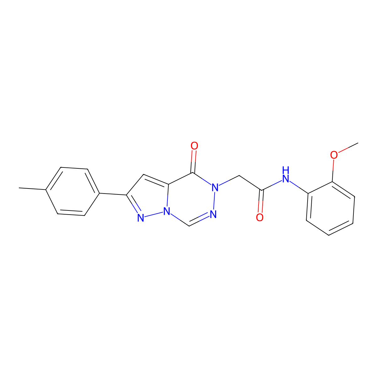 N-(2-methoxyphenyl)-2-(oxo-8-(p-tolyl)pyrazolo[1,5-d][1,2,4]triazin-1-yl)acetamide molecular structure, CAS 1021046-01-4