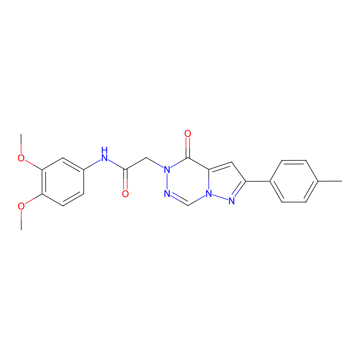 N-(3,4-dimethoxyphenyl)-2-(oxo-8-(p-tolyl)pyrazolo[1,5-d][1,2,4]triazin-1-yl)acetamide molecular structure, CAS 1021046-04-7