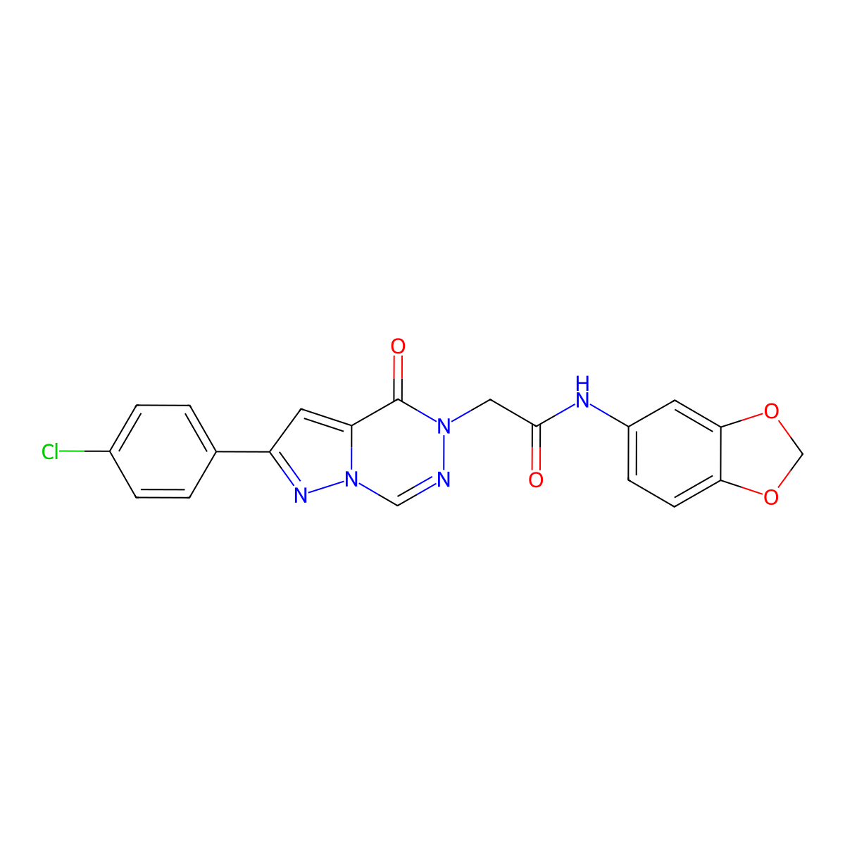 N-(1,3-benzodioxol-5-yl)-2-[2-(4-chlorophenyl)-4-oxopyrazolo[1,5-d][1,2,4]triazin-5(4H)-yl]acetamide molecular structure, CAS 1021046-11-6