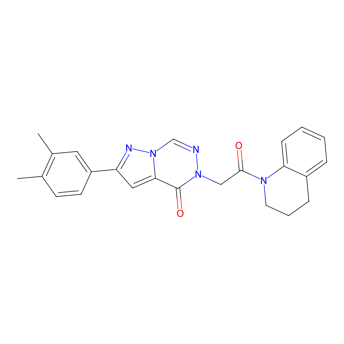1-(2-(3,4-dihydroquinolin-1(2H)-yl)-2-oxoethyl)-8-(3,4-dimethylphenyl)pyrazolo[1,5-d][1,2,4]triazinone molecular structure, CAS 1021046-14-9
