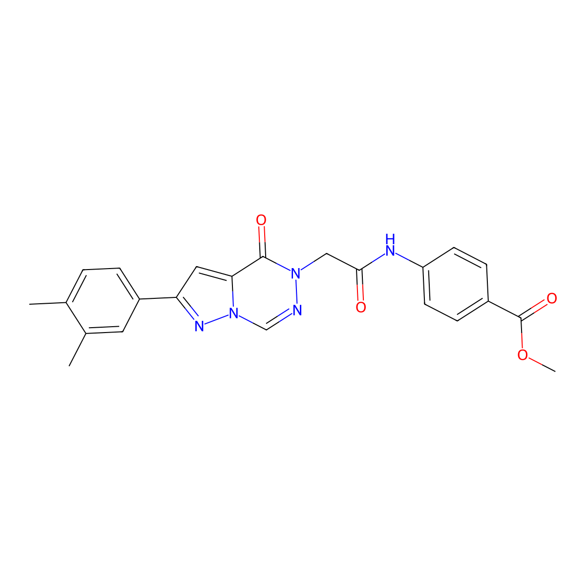 methyl 4-({[2-(3,4-dimethylphenyl)-4-oxopyrazolo[1,5-d][1,2,4]triazin-5(4H)-yl]acetyl}amino)benzoate molecular structure, CAS 1021046-17-2