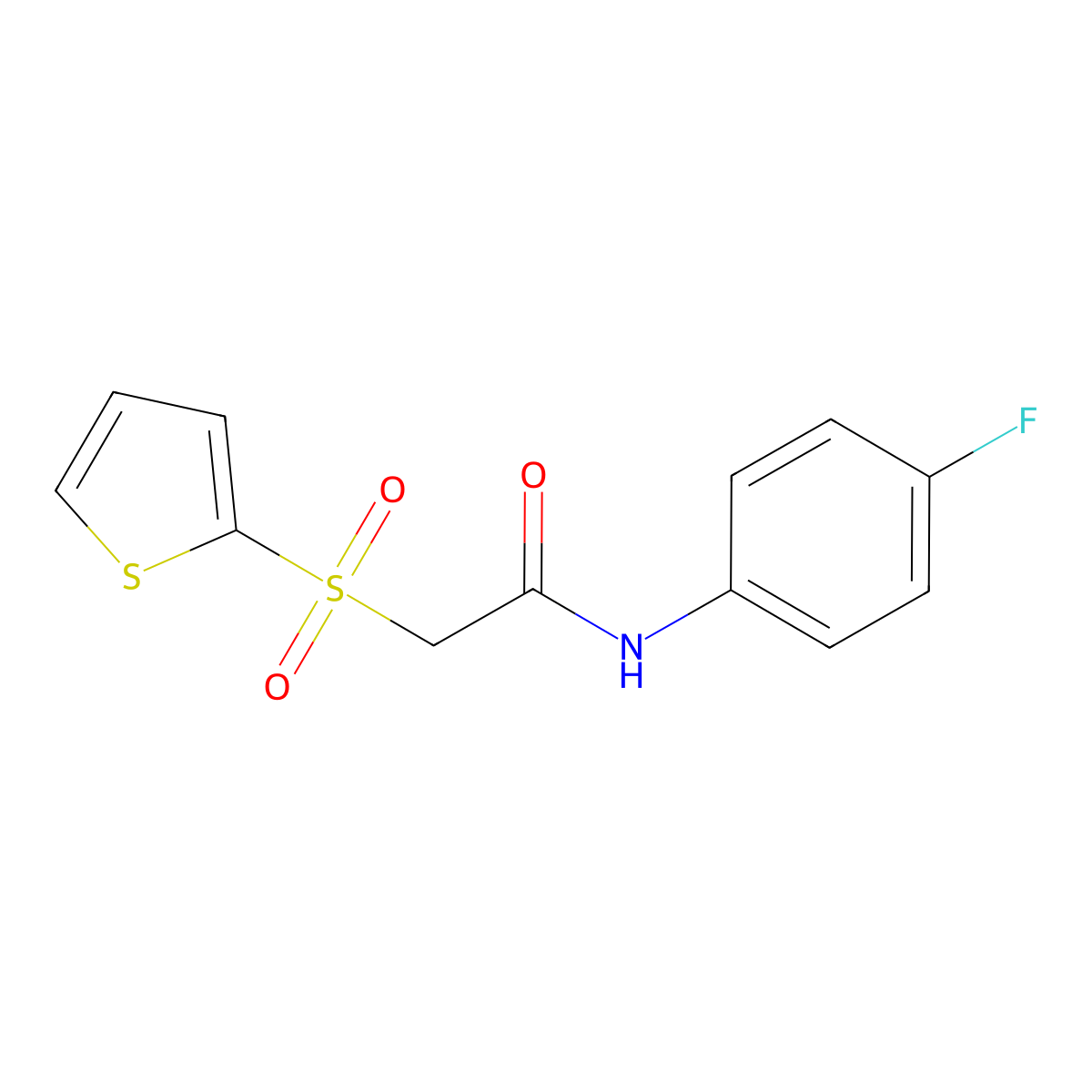 N-(4-fluorophenyl)-2-(thiophen-2-ylsulfonyl)acetamide molecular structure, CAS 1021046-38-7