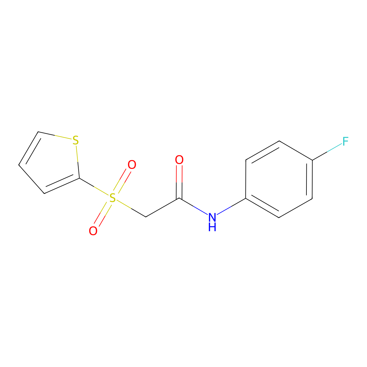 N-(4-fluorophenyl)-2-(thiophen-2-ylsulfonyl)acetamide molecular structure, CAS 1021046-38-7