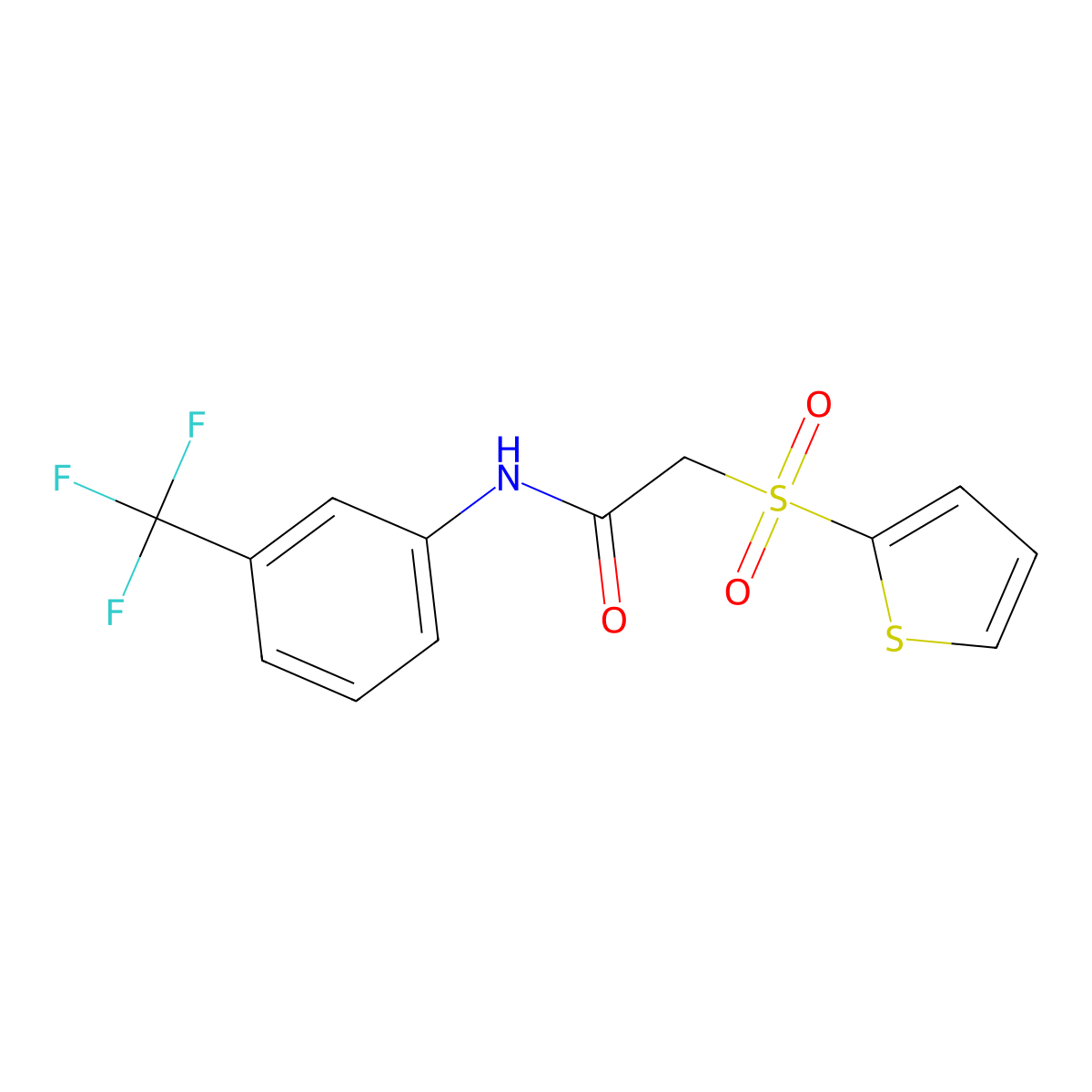 2-(thiophen-2-ylsulfonyl)-N-(3-(trifluoromethyl)phenyl)acetamide molecular structure, CAS 1021046-41-2