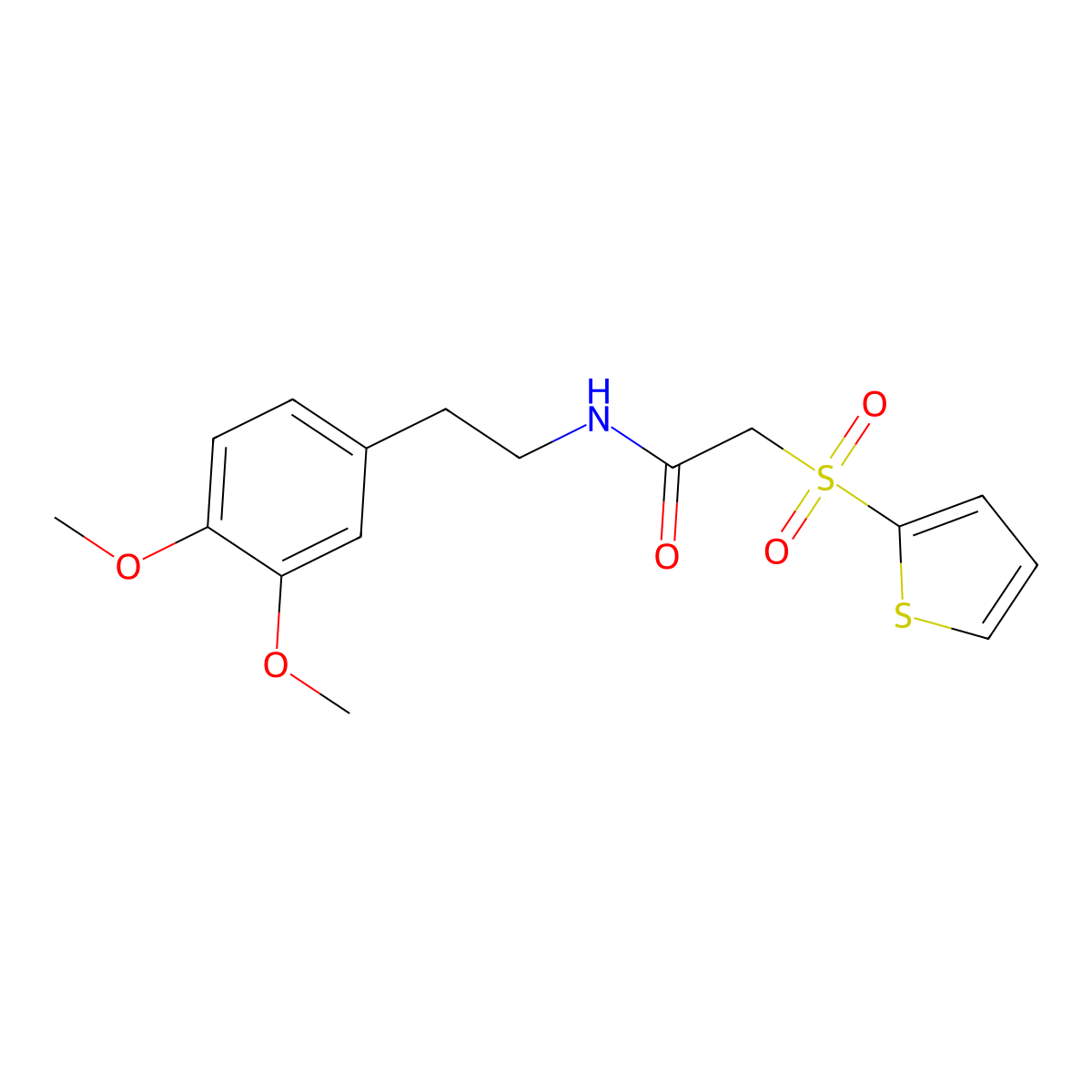 N-[2-(3,4-dimethoxyphenyl)ethyl]-2-(thiophen-2-ylsulfonyl)acetamide molecular structure, CAS 1021046-44-5