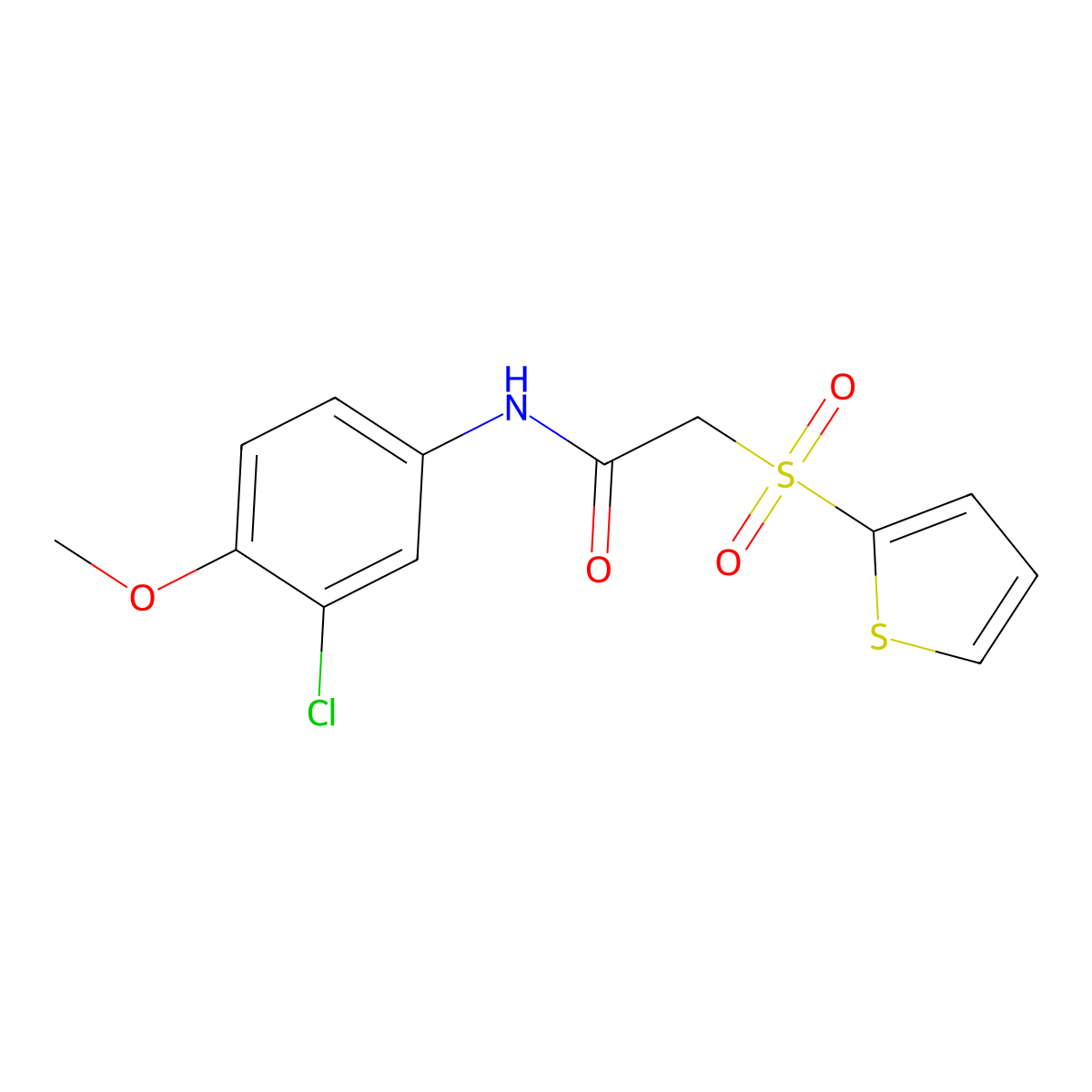 N-(3-chloro-4-methoxyphenyl)-2-(thiophen-2-ylsulfonyl)acetamide molecular structure, CAS 1021046-50-3