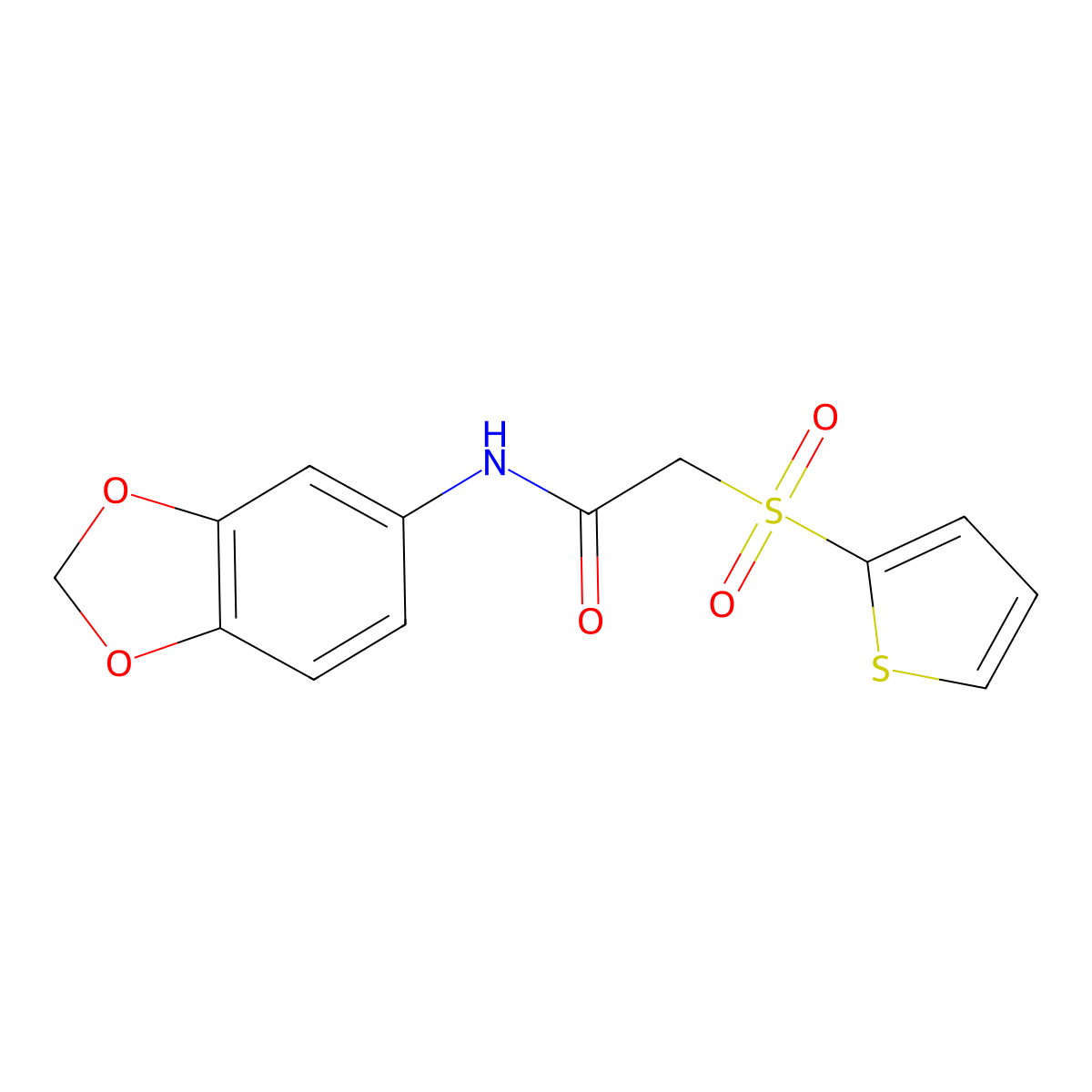 N-(1,3-benzodioxol-5-yl)-2-(thiophen-2-ylsulfonyl)acetamide molecular structure, CAS 1021046-56-9