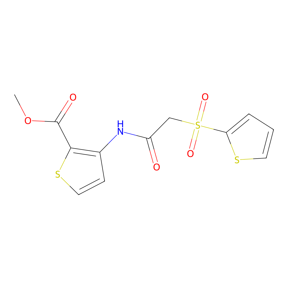 Methyl 3-{[(2-thienylsulfonyl)acetyl]amino}thiophene-2-carboxylate molecular structure, CAS 1021046-60-5