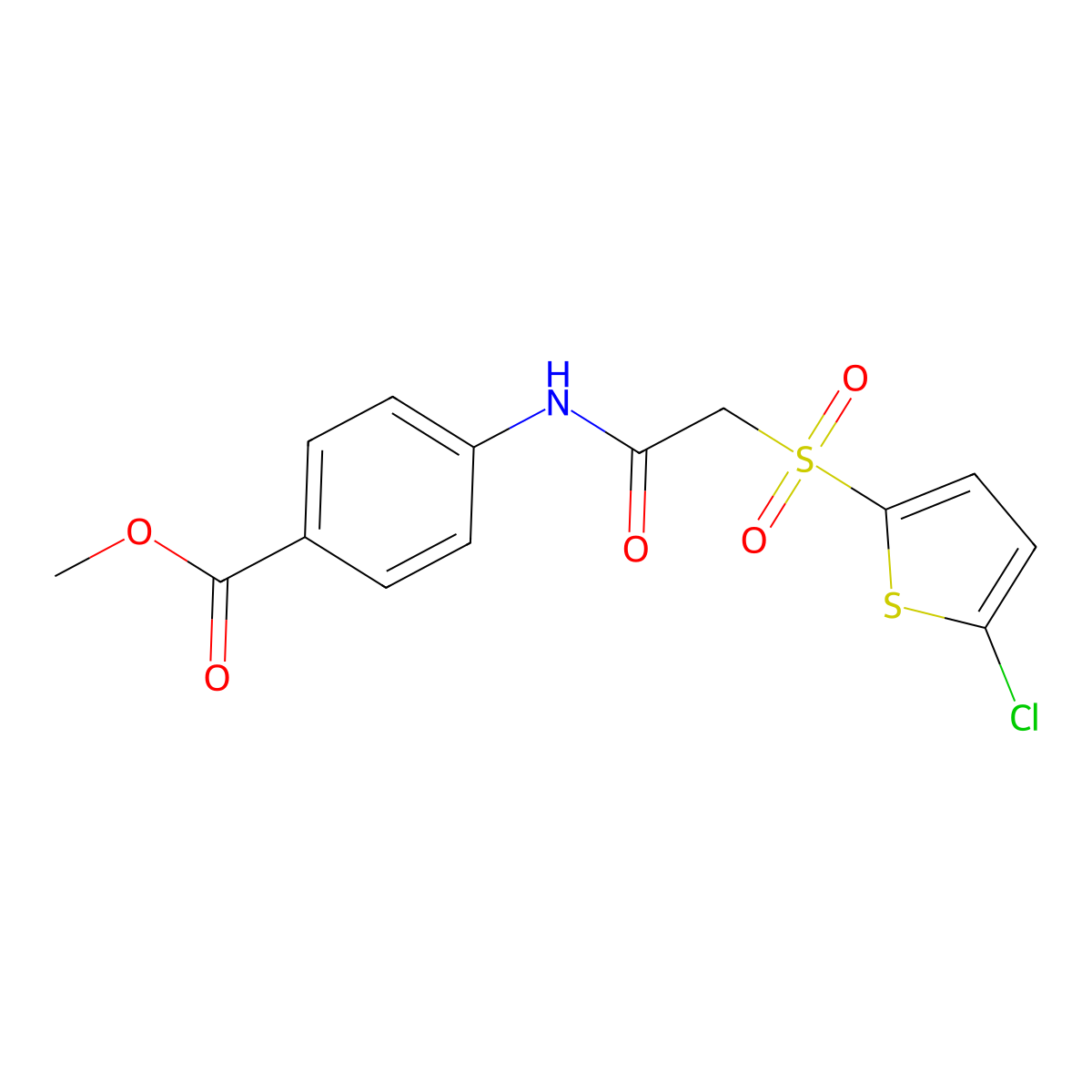 Methyl 4-({[(5-chloro-2-thienyl)sulfonyl]acetyl}amino)benzoate molecular structure, CAS 1021046-72-9
