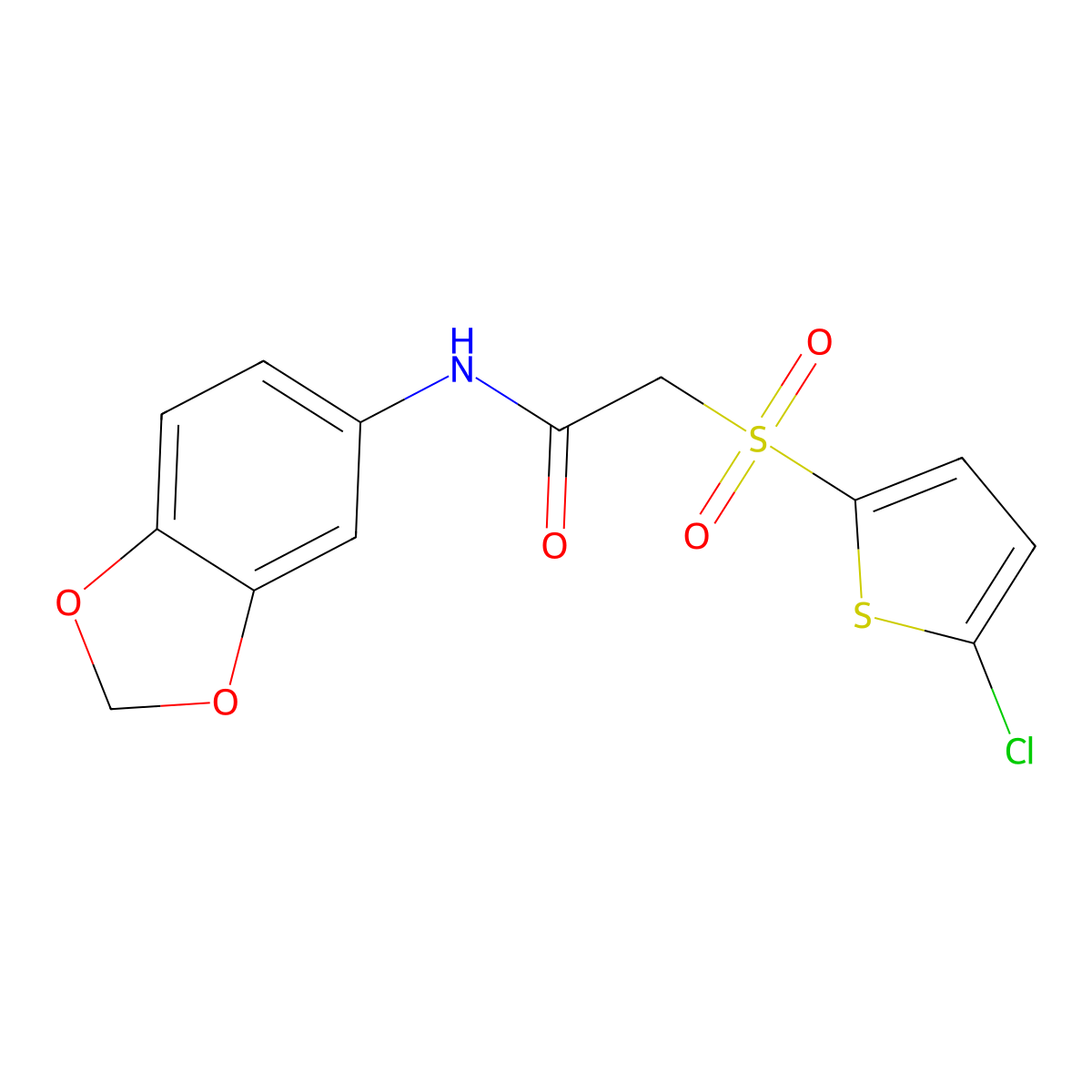 N-(1,3-benzodioxol-5-yl)-2-[(5-chlorothiophen-2-yl)sulfonyl]acetamide molecular structure, CAS 1021046-83-2