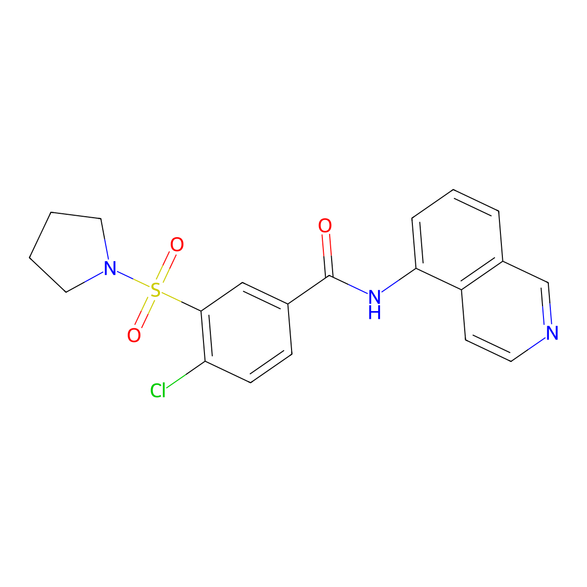 4-chloro-N-(isoquinolin-5-yl)-3-(pyrrolidin-1-ylsulfonyl)benzamide molecular structure, CAS 1021047-10-8