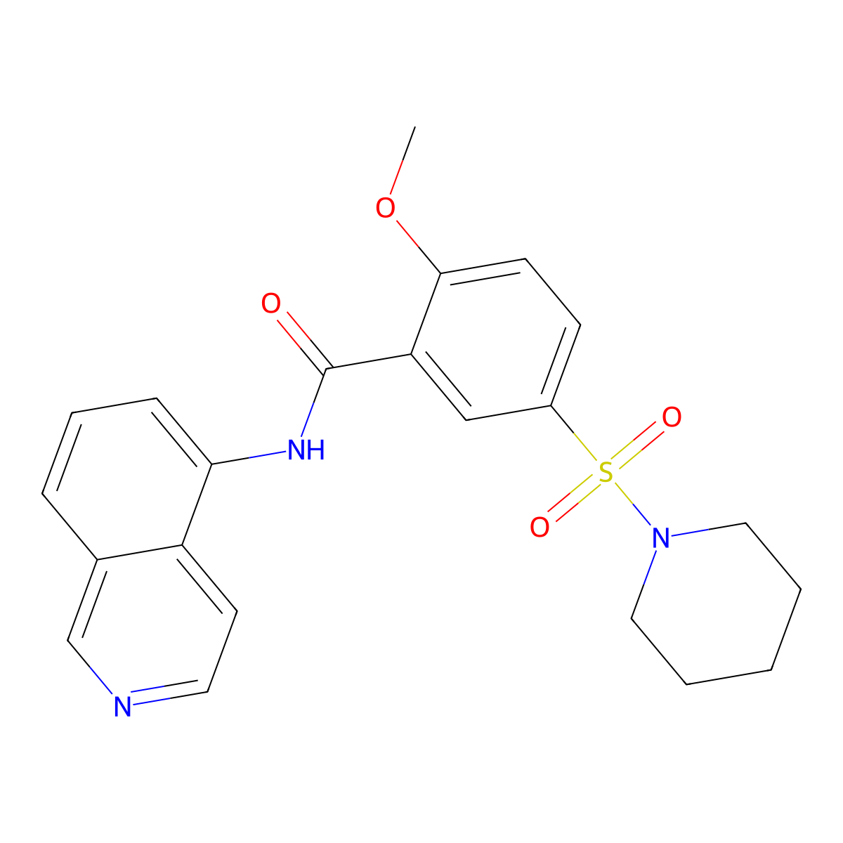 N-(isoquinolin-5-yl)-2-methoxy-5-(piperidin-1-ylsulfonyl)benzamide molecular structure, CAS 1021047-12-0