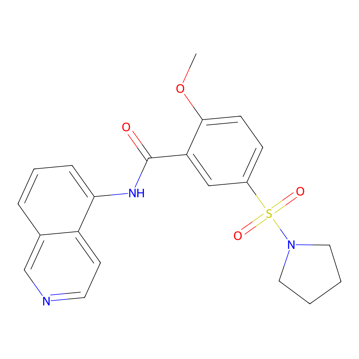 N-(isoquinolin-5-yl)-2-methoxy-5-(pyrrolidin-1-ylsulfonyl)benzamide molecular structure, CAS 1021047-16-4