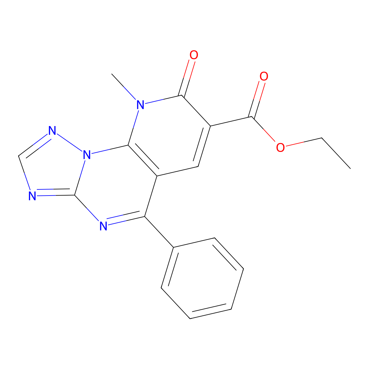 Ethyl 9-methyl-8-oxo-5-phenyl-8,9-dihydropyrido[3,2-e][1,2,4]triazolo[1,5-a]pyrimidine-7-carboxylate molecular structure, CAS 1021047-17-5