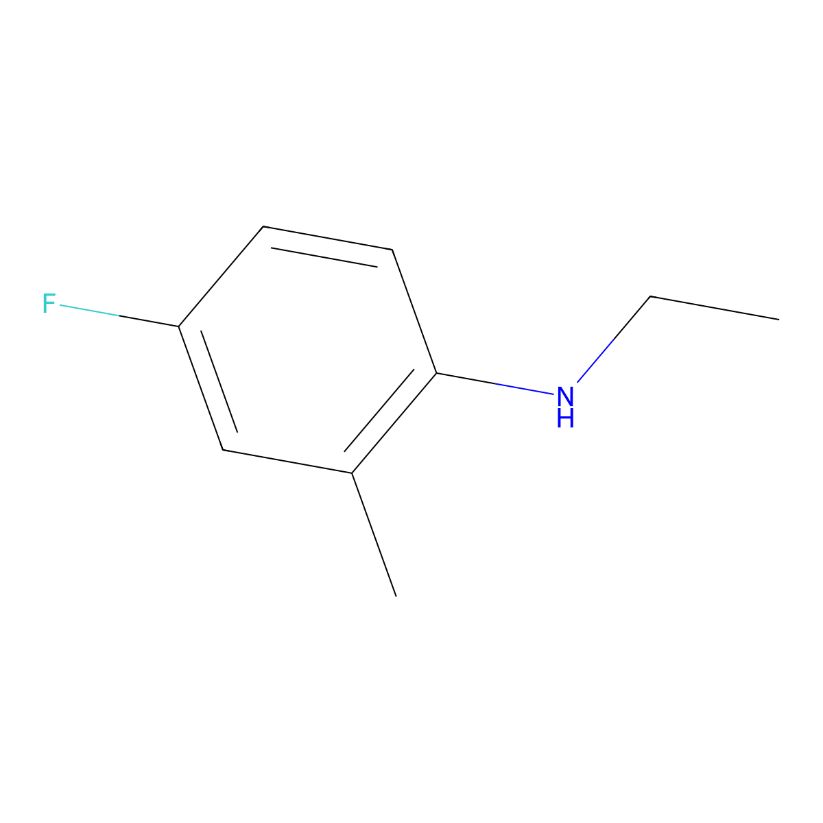 N-ethyl-4-fluoro-2-methylaniline molecular structure, CAS 1021049-31-9