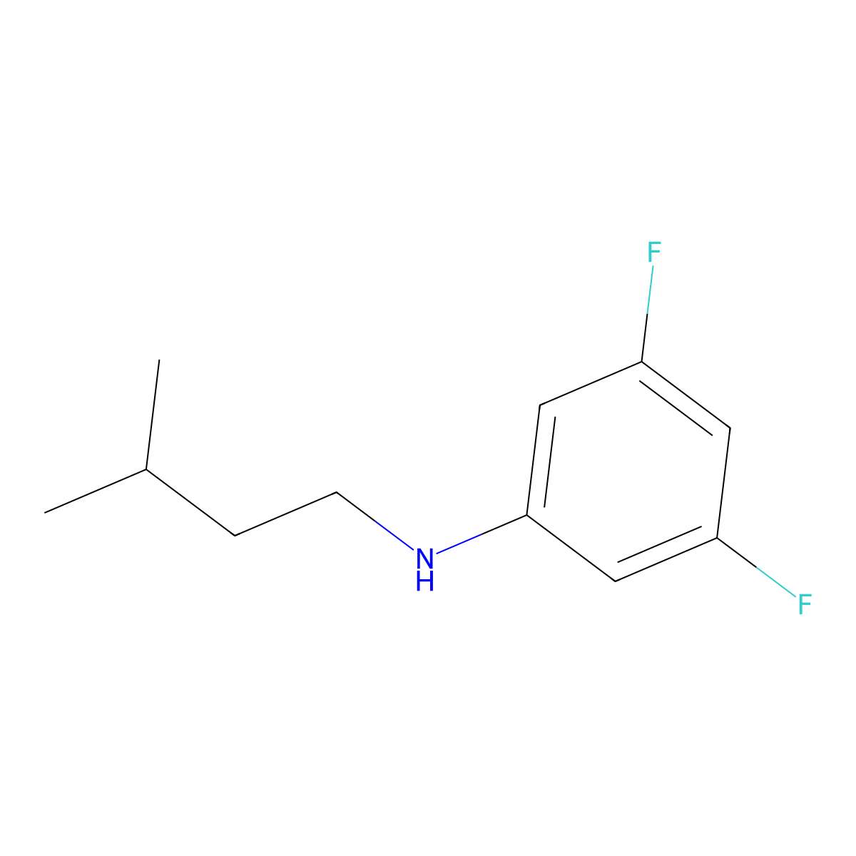 3,5-difluoro-N-(3-methylbutyl)aniline molecular structure, CAS 1021049-68-2