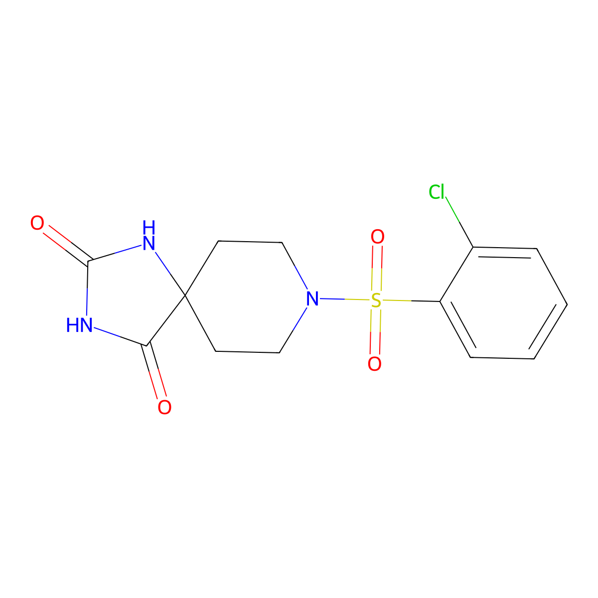 8-(2-Chlorobenzenesulfonyl)-1,3,8-triazaspiro[4.5]decane-2,4-dione molecular structure, CAS 1021050-21-4