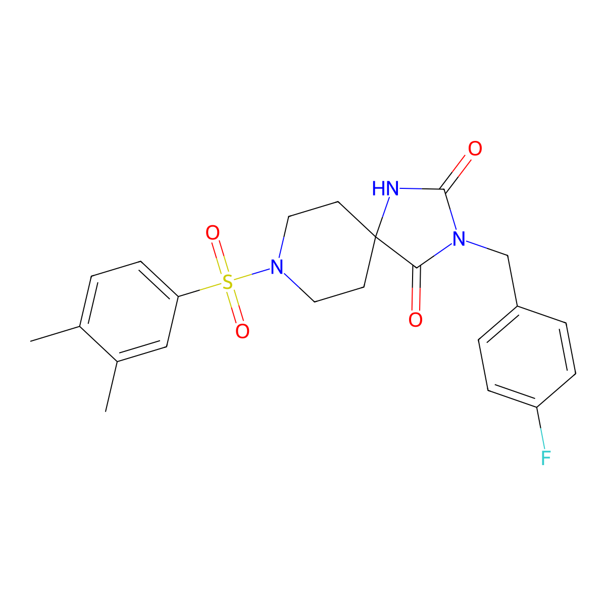 8-((3,4-Dimethylphenyl)sulfonyl)-3-(4-fluorobenzyl)-1,3,8-triazaspiro[4.5]decane-2,4-dione molecular structure, CAS 1021050-29-2