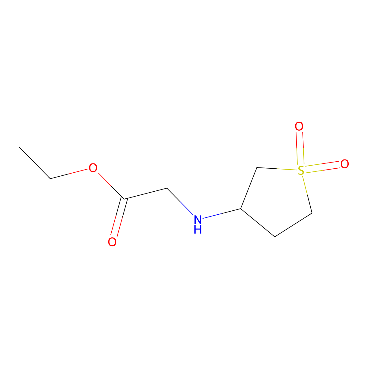 Ethyl 2-[(1,1-dioxo-1lambda6-thiolan-3-yl)amino]acetate molecular structure, CAS 1021050-42-9