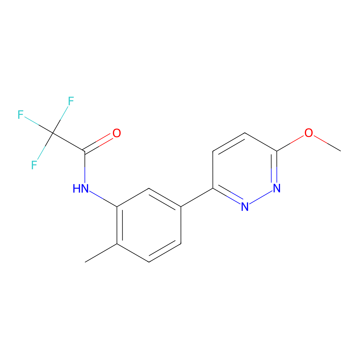 2,2,2-trifluoro-N-[5-(6-methoxypyridazin-3-yl)-2-methylphenyl]acetamide molecular structure, CAS 1021050-50-9