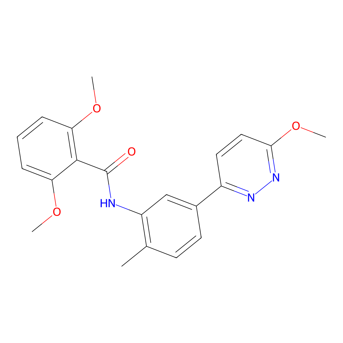2,6-dimethoxy-N-[5-(6-methoxypyridazin-3-yl)-2-methylphenyl]benzamide molecular structure, CAS 1021050-59-8