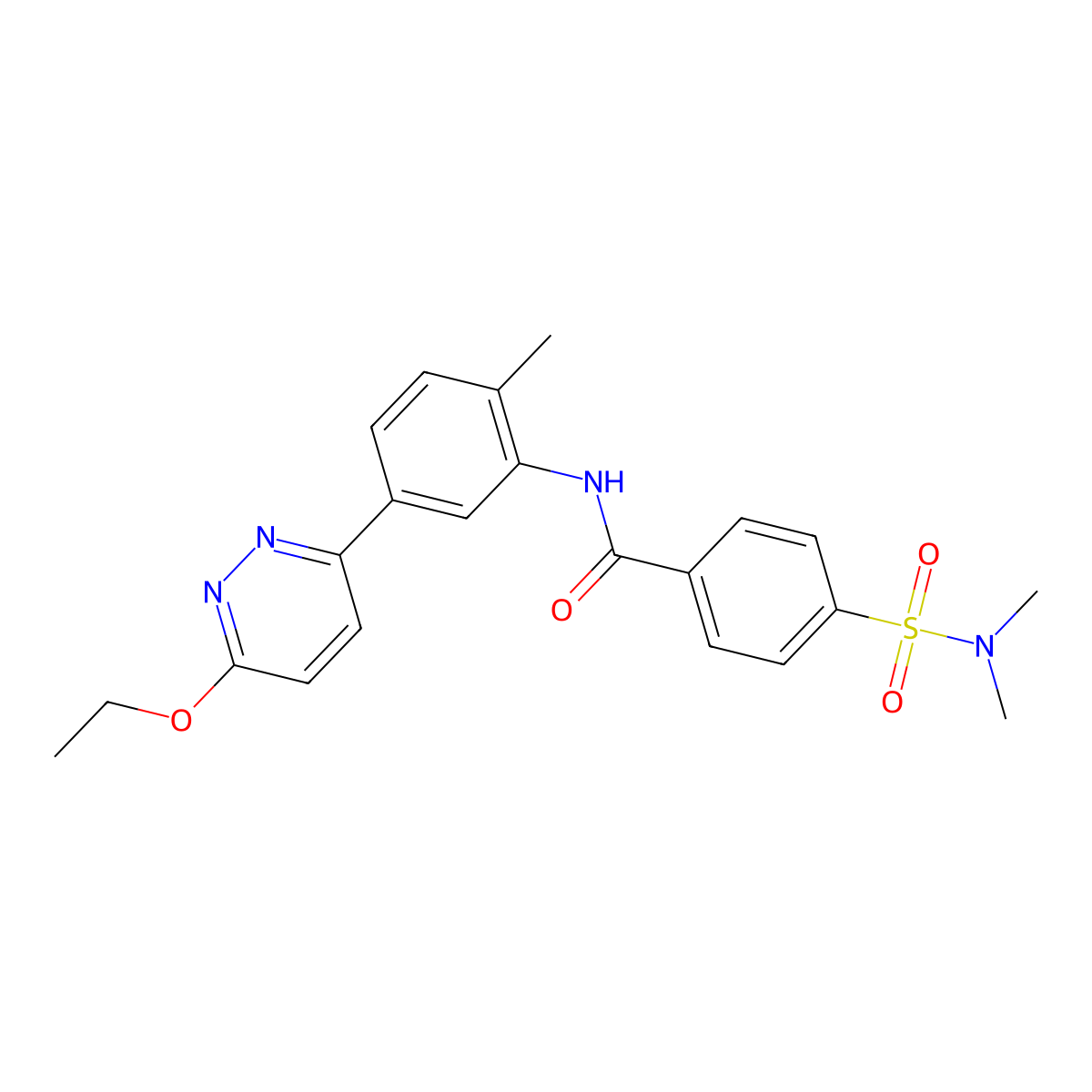 4-(N,N-dimethylsulfamoyl)-N-(5-(6-ethoxypyridazin-3-yl)-2-methylphenyl)benzamide molecular structure, CAS 1021050-65-6