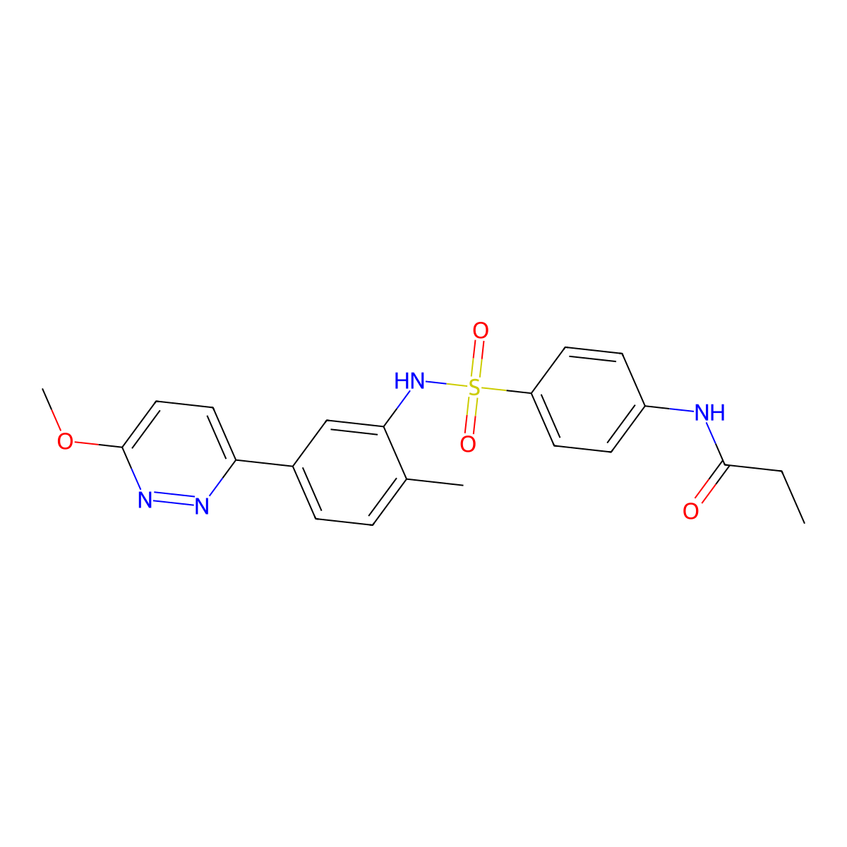 N-(4-(N-(5-(6-methoxypyridazin-3-yl)-2-methylphenyl)sulfamoyl)phenyl)propionamide molecular structure, CAS 1021050-67-8
