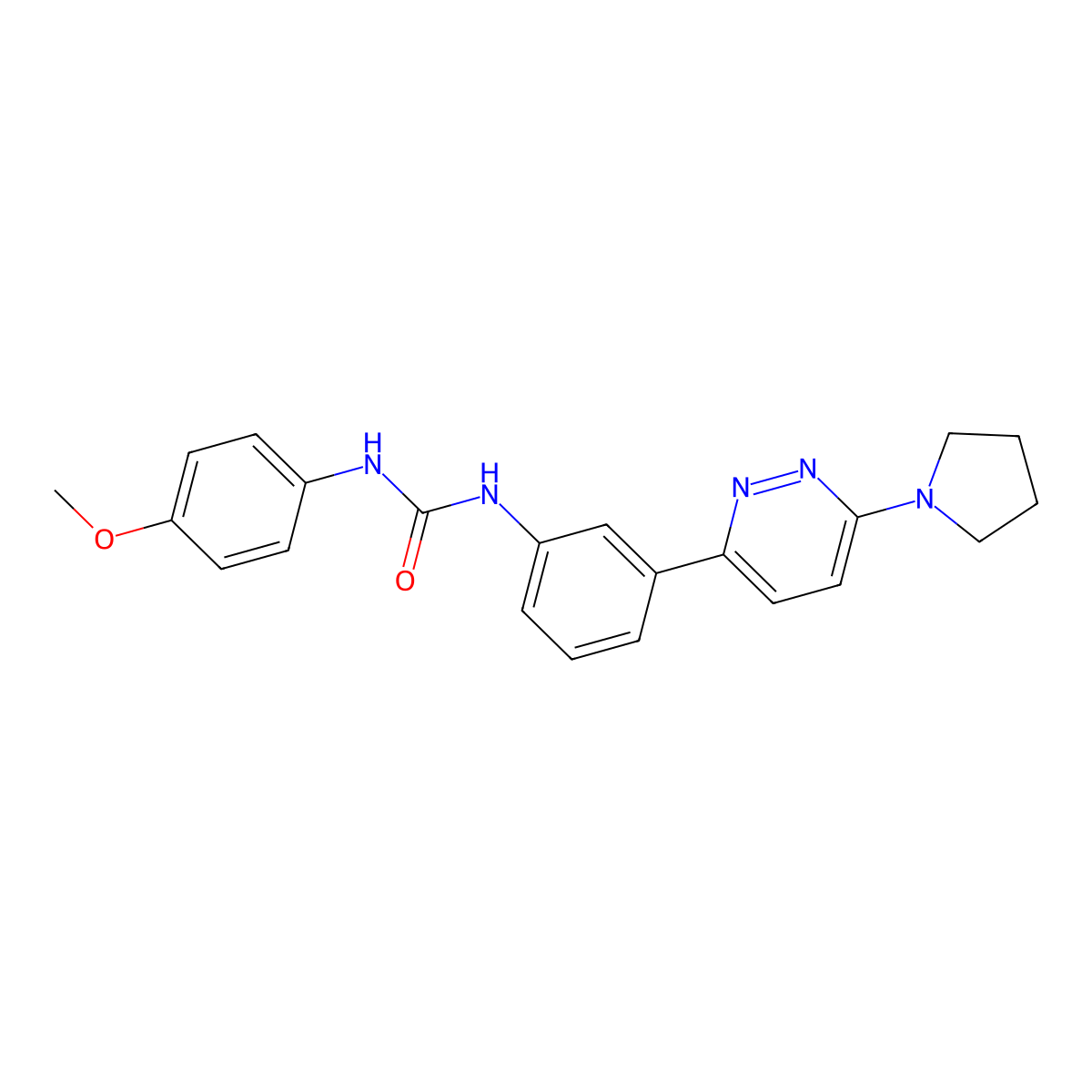 1-(4-Methoxyphenyl)-3-(3-(6-(pyrrolidin-1-yl)pyridazin-3-yl)phenyl)urea molecular structure, CAS 1021050-87-2
