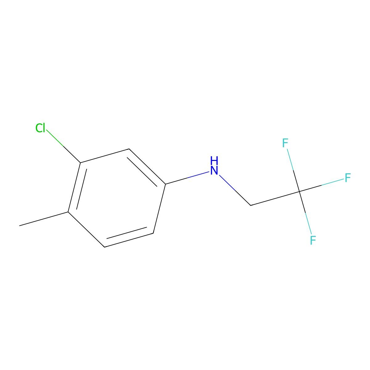 3-chloro-4-methyl-N-(2,2,2-trifluoroethyl)aniline molecular structure, CAS 1021050-95-2