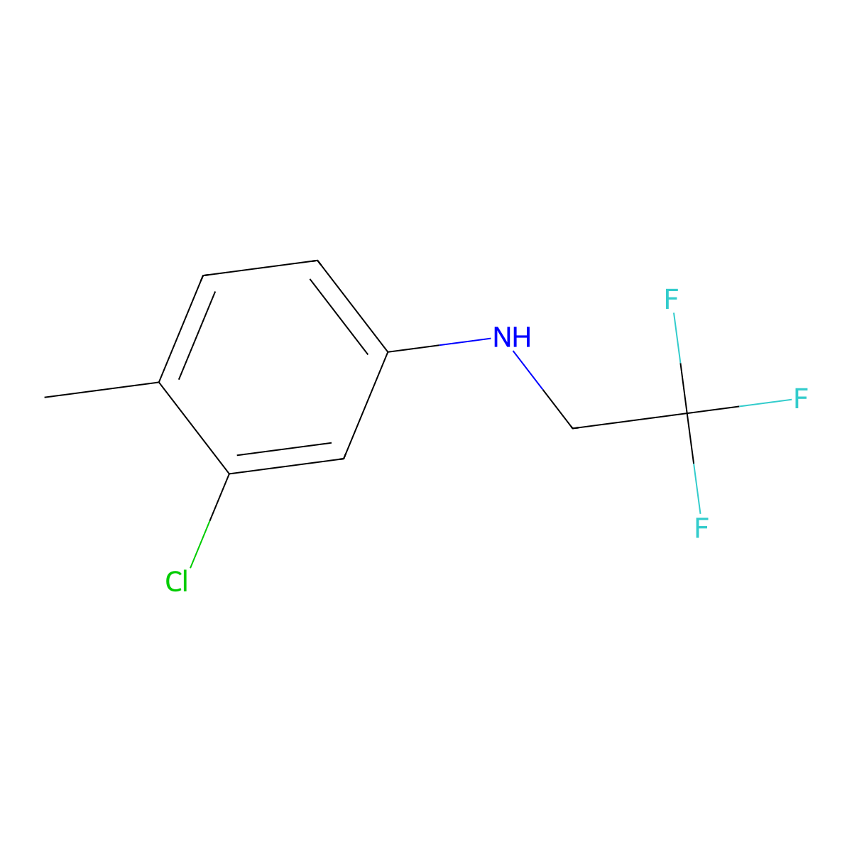 3-chloro-4-methyl-N-(2,2,2-trifluoroethyl)aniline molecular structure, CAS 1021050-95-2