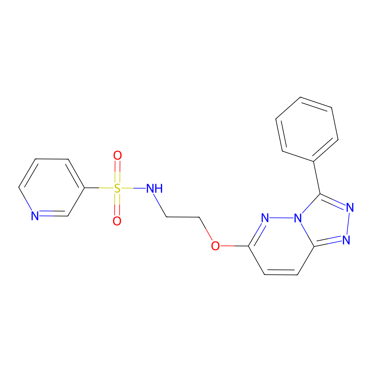 N-(2-((3-phenyl-[1,2,4]triazolo[4,3-b]pyridazin-6-yl)oxy)ethyl)pyridine-3-sulfonamide molecular structure, CAS 1021051-14-8