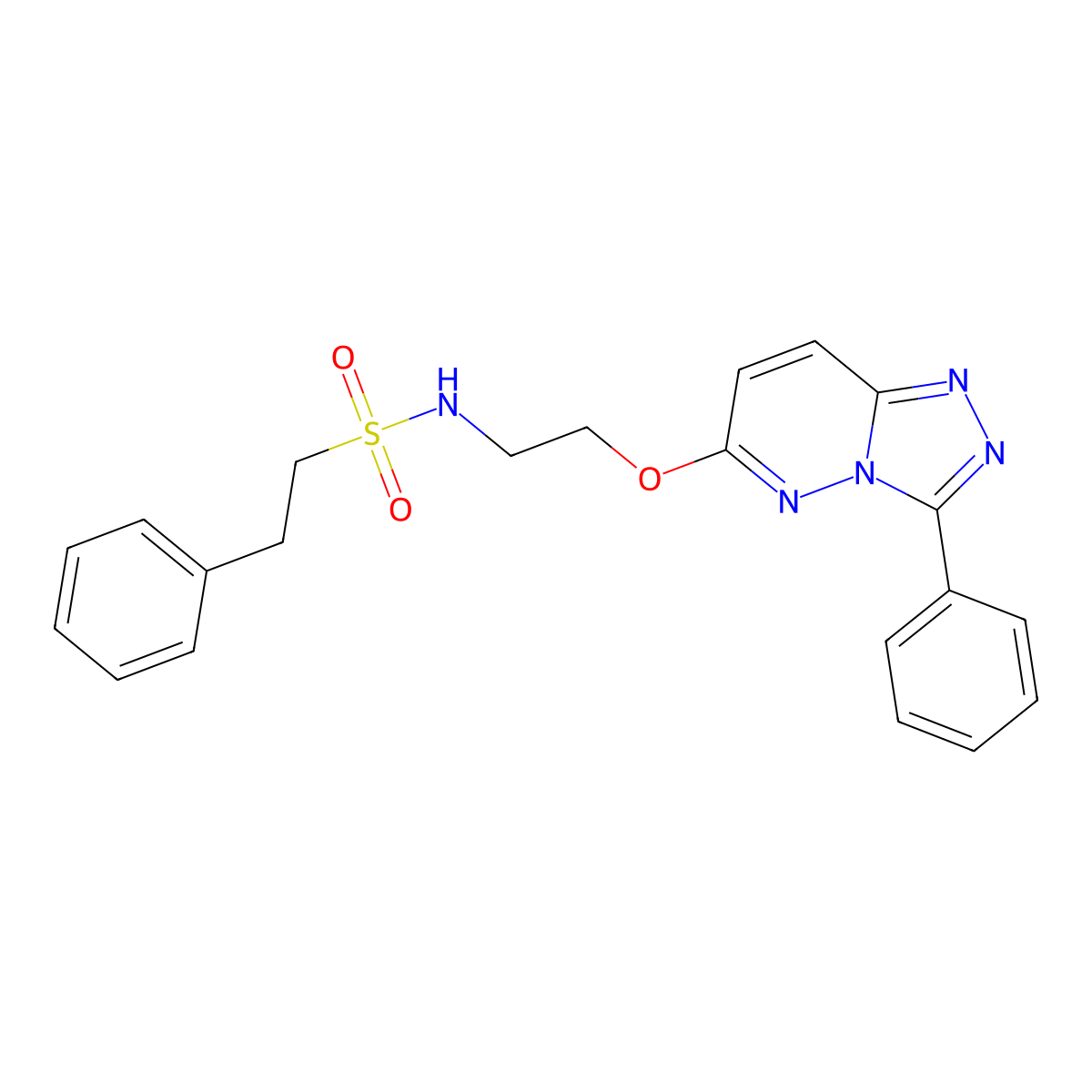 2-phenyl-N-(2-((3-phenyl-[1,2,4]triazolo[4,3-b]pyridazin-6-yl)oxy)ethyl)ethanesulfonamide molecular structure, CAS 1021051-22-8