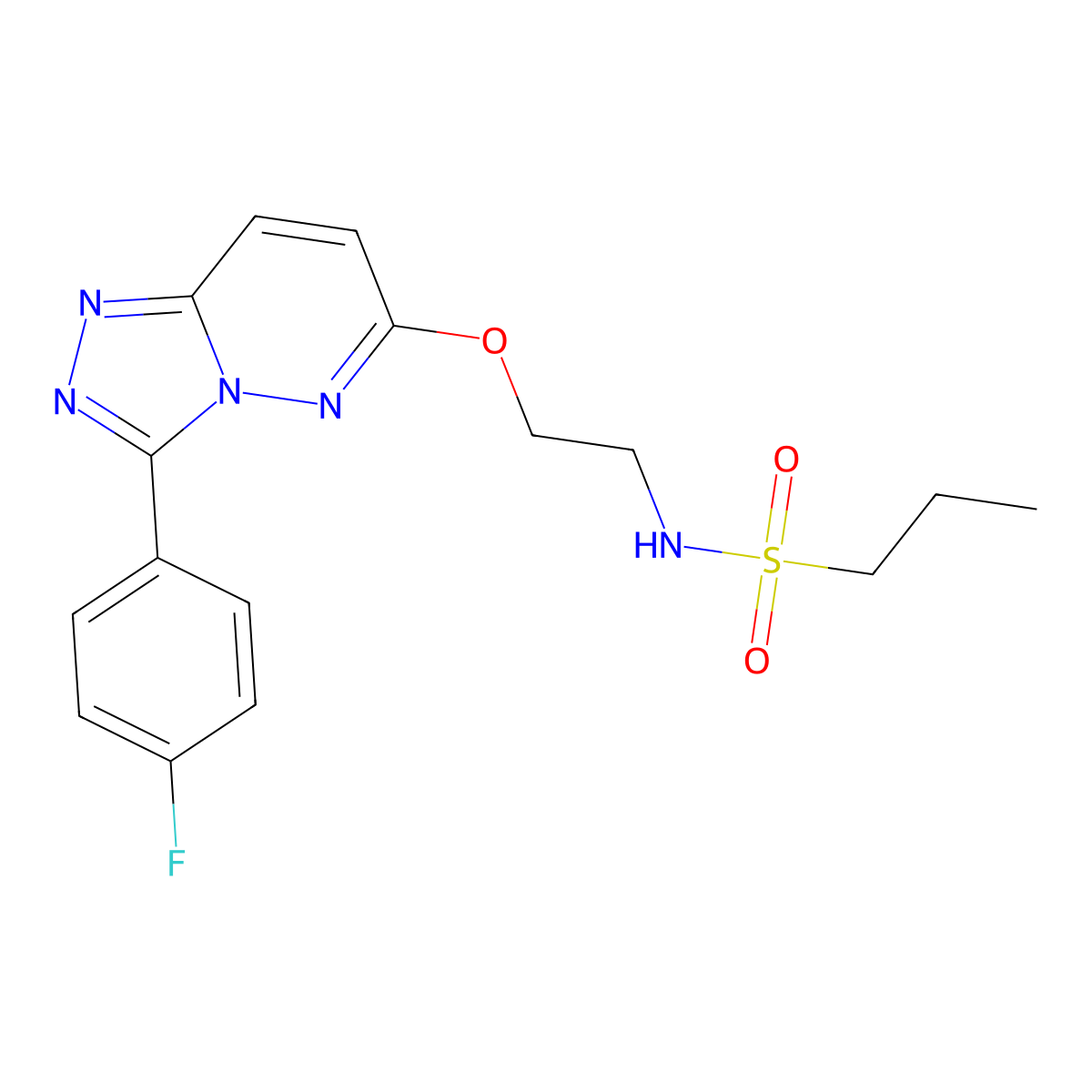 N-(2-((3-(4-fluorophenyl)-[1,2,4]triazolo[4,3-b]pyridazin-6-yl)oxy)ethyl)propane-1-sulfonamide molecular structure, CAS 1021051-26-2