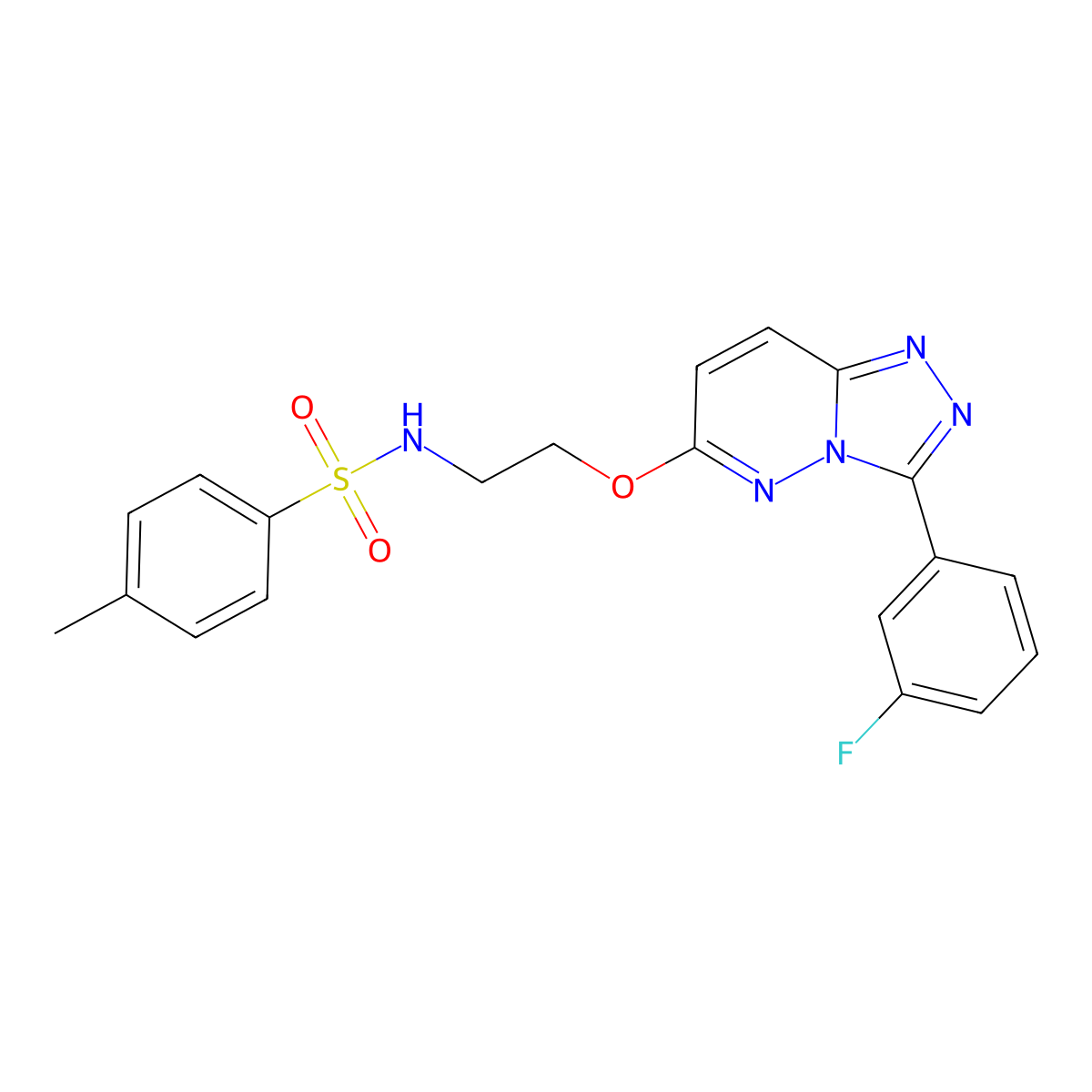 N-(2-((3-(3-fluorophenyl)-[1,2,4]triazolo[4,3-b]pyridazin-6-yl)oxy)ethyl)-4-methylbenzenesulfonamide molecular structure, CAS 1021051-30-8