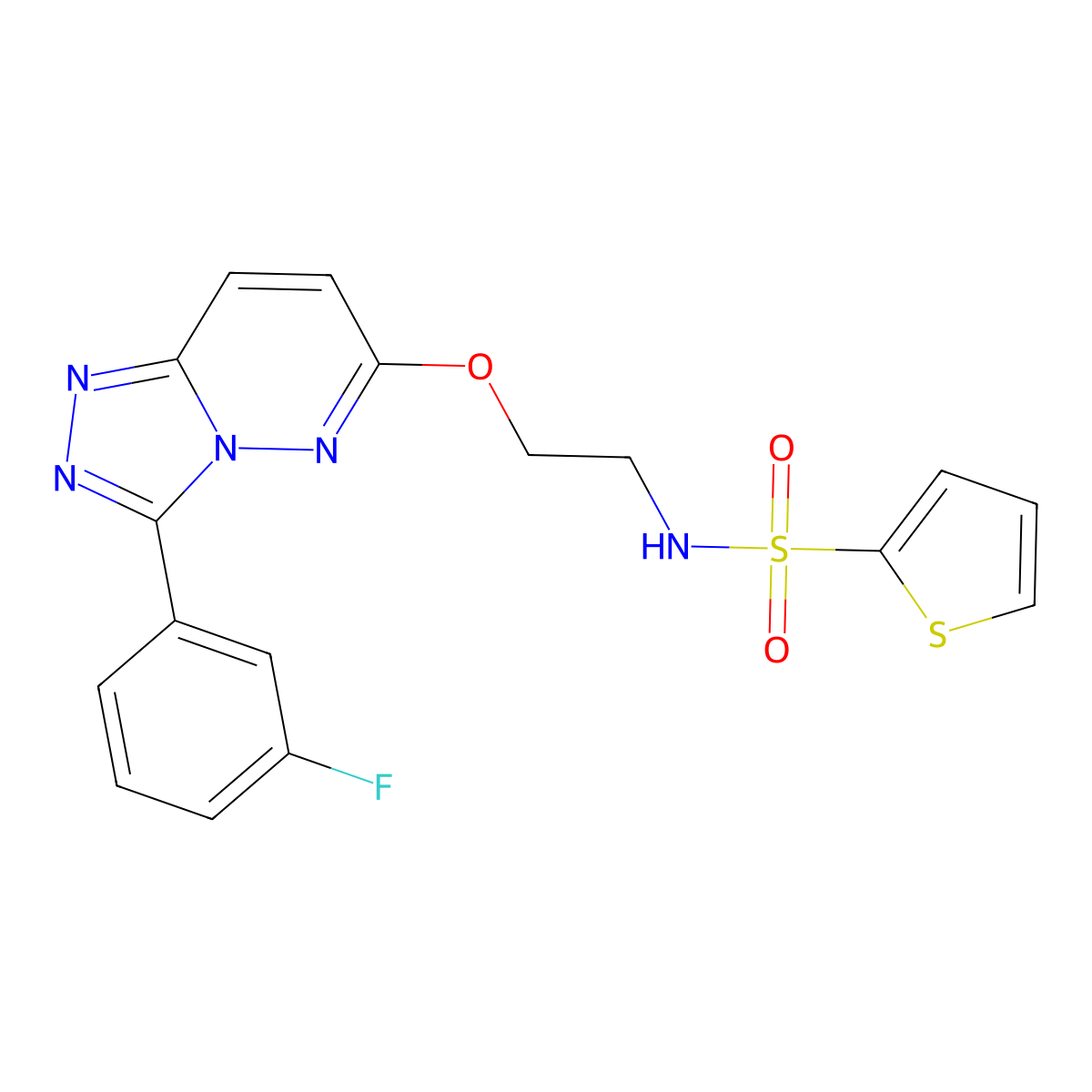 N-(2-((3-(3-fluorophenyl)-[1,2,4]triazolo[4,3-b]pyridazin-6-yl)oxy)ethyl)thiophene-2-sulfonamide molecular structure, CAS 1021051-34-2