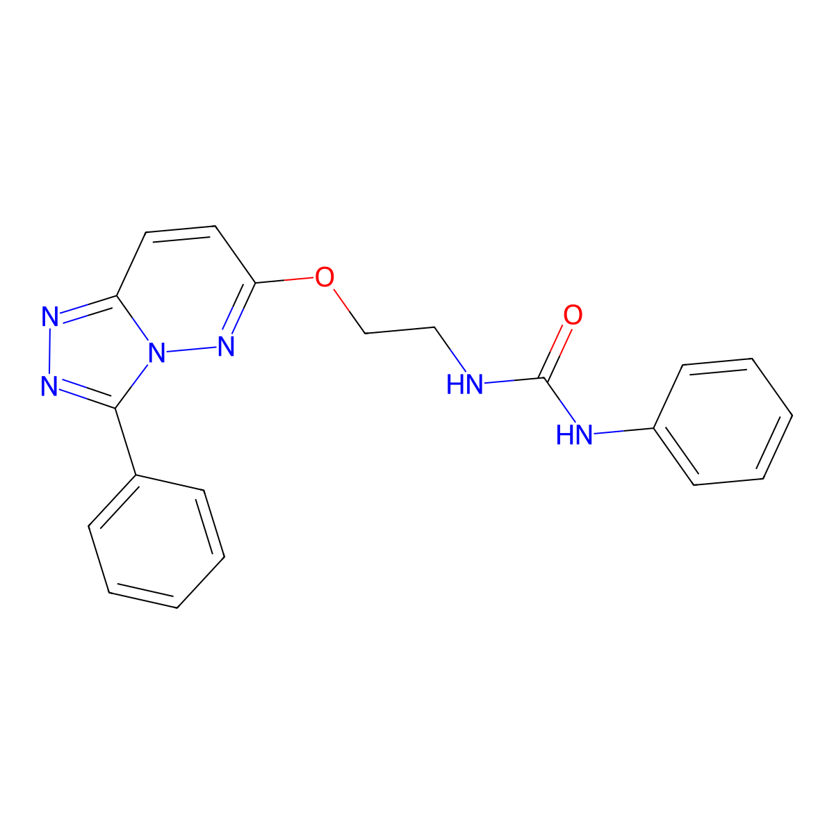 1-Phenyl-3-(2-((3-phenyl-[1,2,4]triazolo[4,3-b]pyridazin-6-yl)oxy)ethyl)urea molecular structure, CAS 1021051-54-6