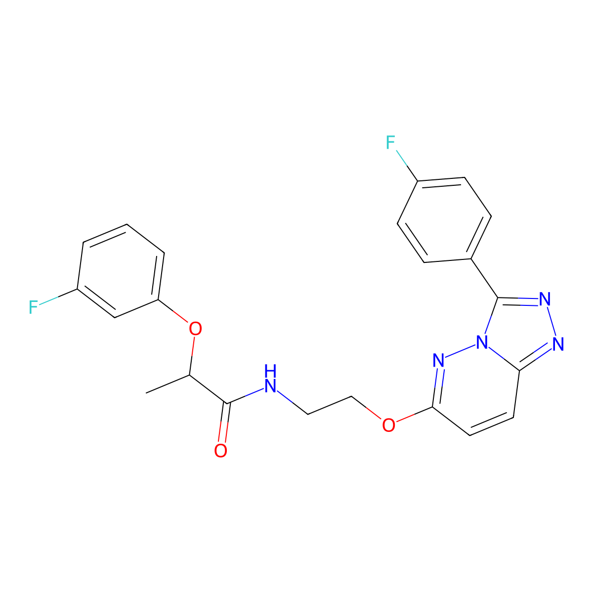 2-(3-fluorophenoxy)-N-(2-((3-(4-fluorophenyl)-[1,2,4]triazolo[4,3-b]pyridazin-6-yl)oxy)ethyl)propanamide molecular structure, CAS 1021051-57-9