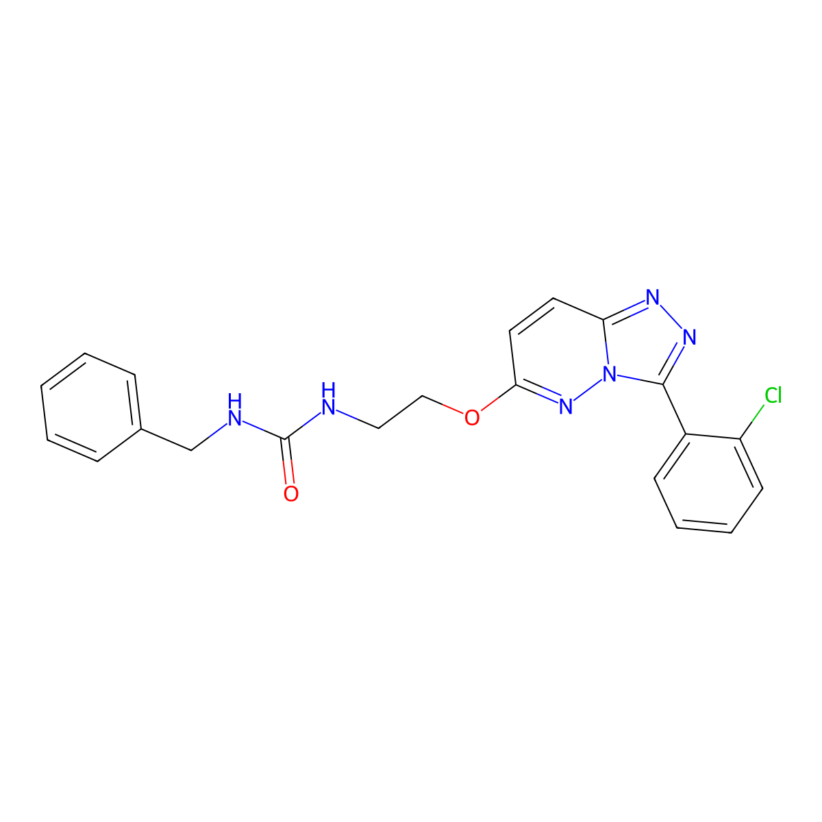 1-Benzyl-3-(2-((3-(2-chlorophenyl)-[1,2,4]triazolo[4,3-b]pyridazin-6-yl)oxy)ethyl)urea molecular structure, CAS 1021051-63-7