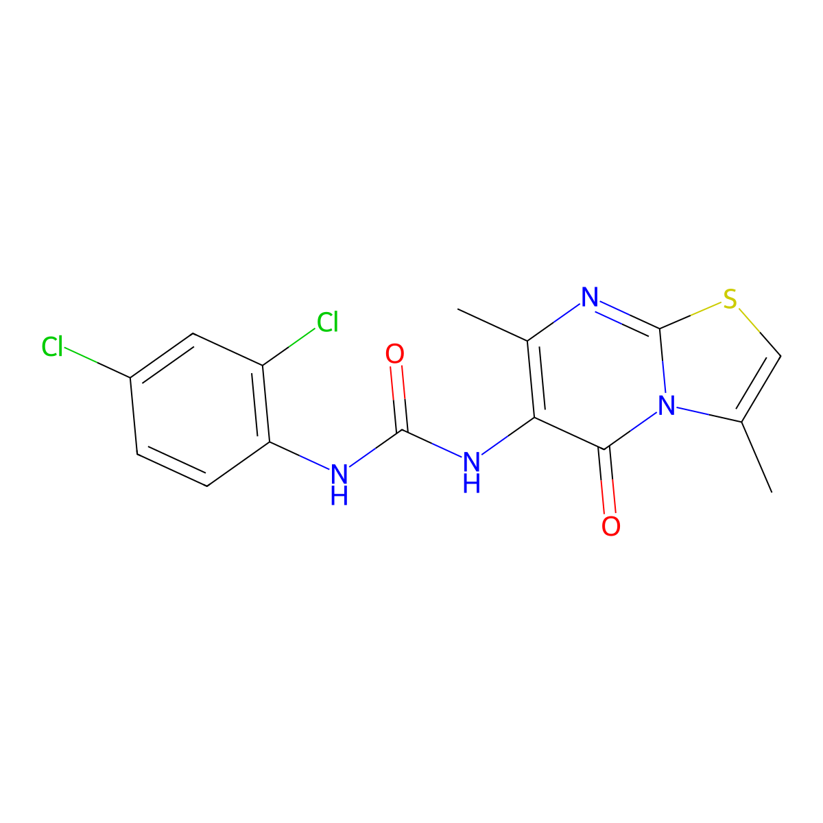 1-(2,4-dichlorophenyl)-3-(3,7-dimethyl-5-oxo-5H-thiazolo[3,2-a]pyrimidin-6-yl)urea molecular structure, CAS 1021051-73-9