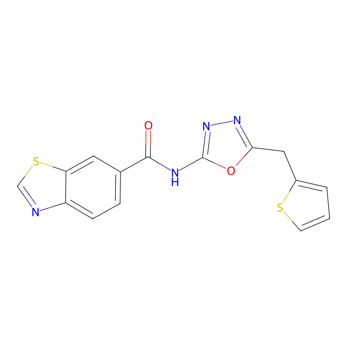 N-(5-(thiophen-2-ylmethyl)-1,3,4-oxadiazol-2-yl)benzo[d]thiazole-6-carboxamide molecular structure, CAS 1021052-02-7
