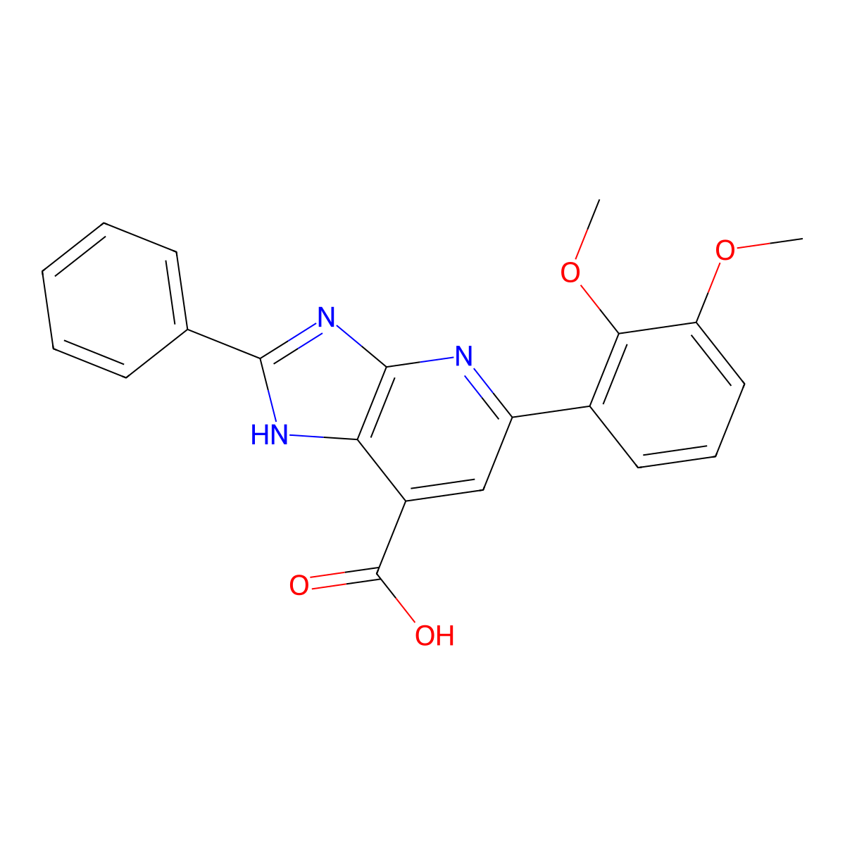5-(2,3-dimethoxyphenyl)-2-phenyl-3H-imidazo[4,5-b]pyridine-7-carboxylic acid molecular structure, CAS 1021052-20-9