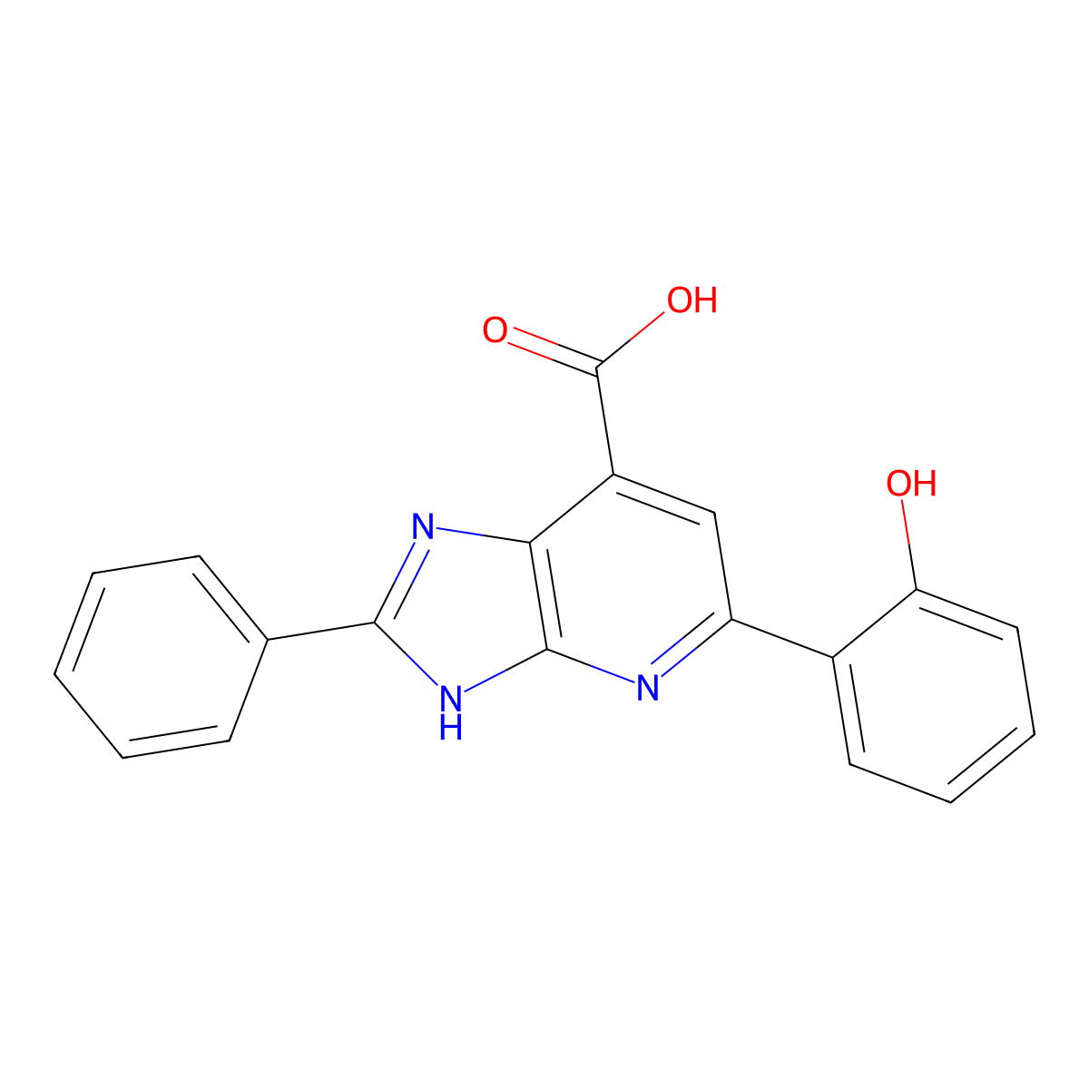 5-(2-hydroxyphenyl)-2-phenyl-3H-imidazo[4,5-b]pyridine-7-carboxylic acid molecular structure, CAS 1021052-23-2