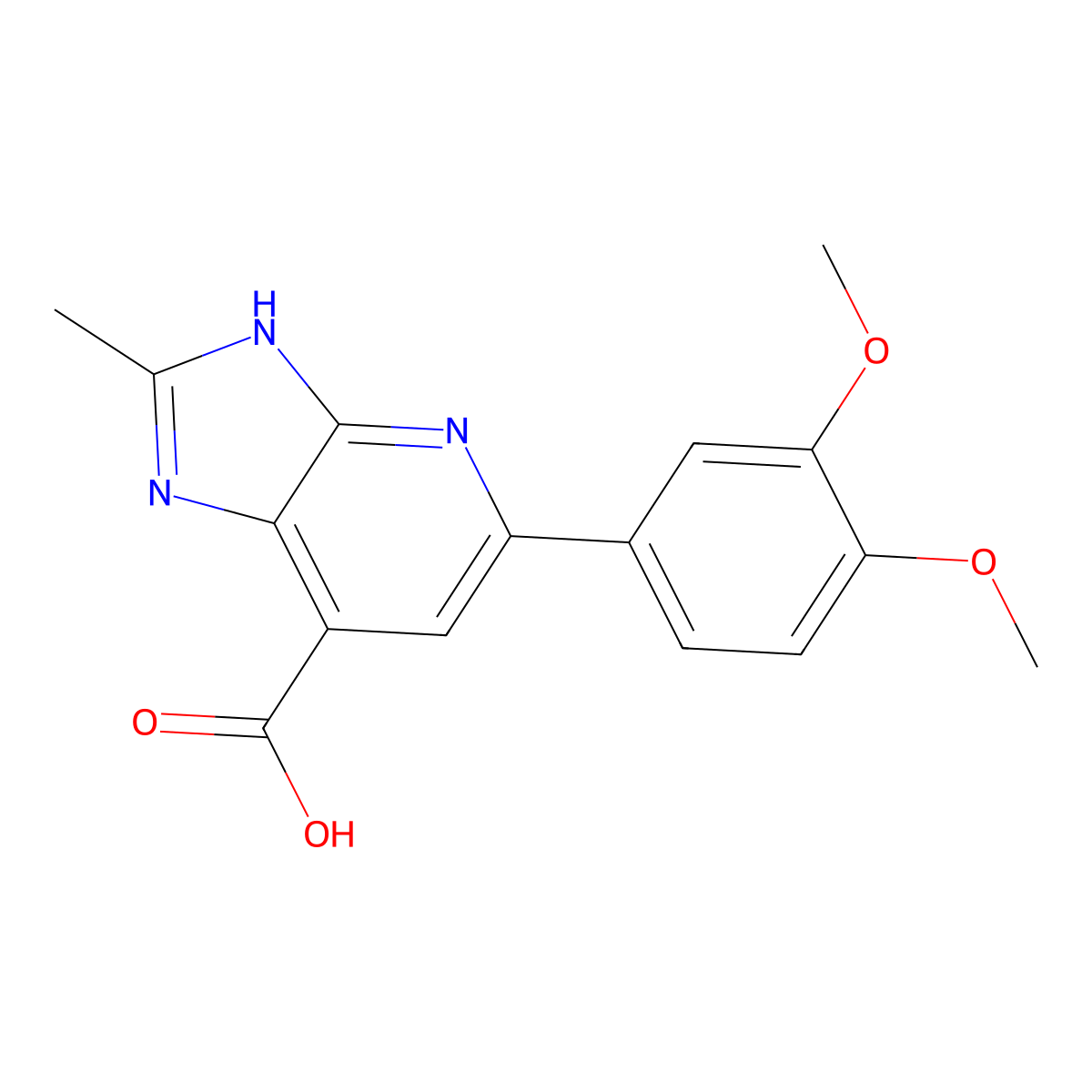 5-(3,4-dimethoxyphenyl)-2-methyl-3H-imidazo[4,5-b]pyridine-7-carboxylic acid molecular structure, CAS 1021052-26-5