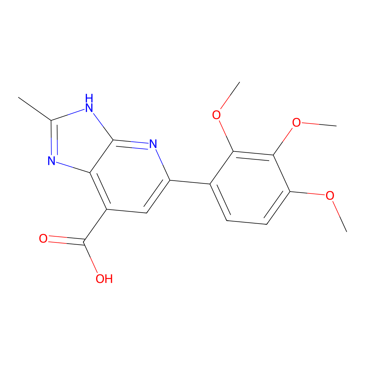2-methyl-5-(2,3,4-trimethoxyphenyl)-3H-imidazo[4,5-b]pyridine-7-carboxylic acid molecular structure, CAS 1021052-28-7