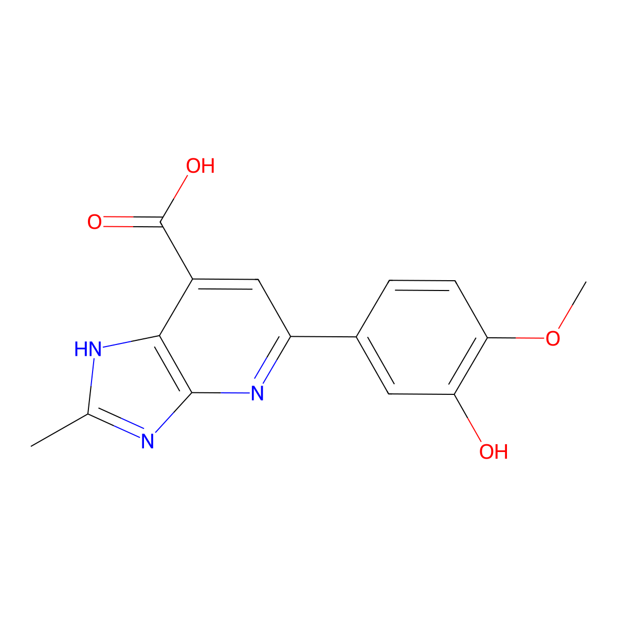 5-(3-hydroxy-4-methoxyphenyl)-2-methyl-3H-imidazo[4,5-b]pyridine-7-carboxylic acid molecular structure, CAS 1021052-29-8