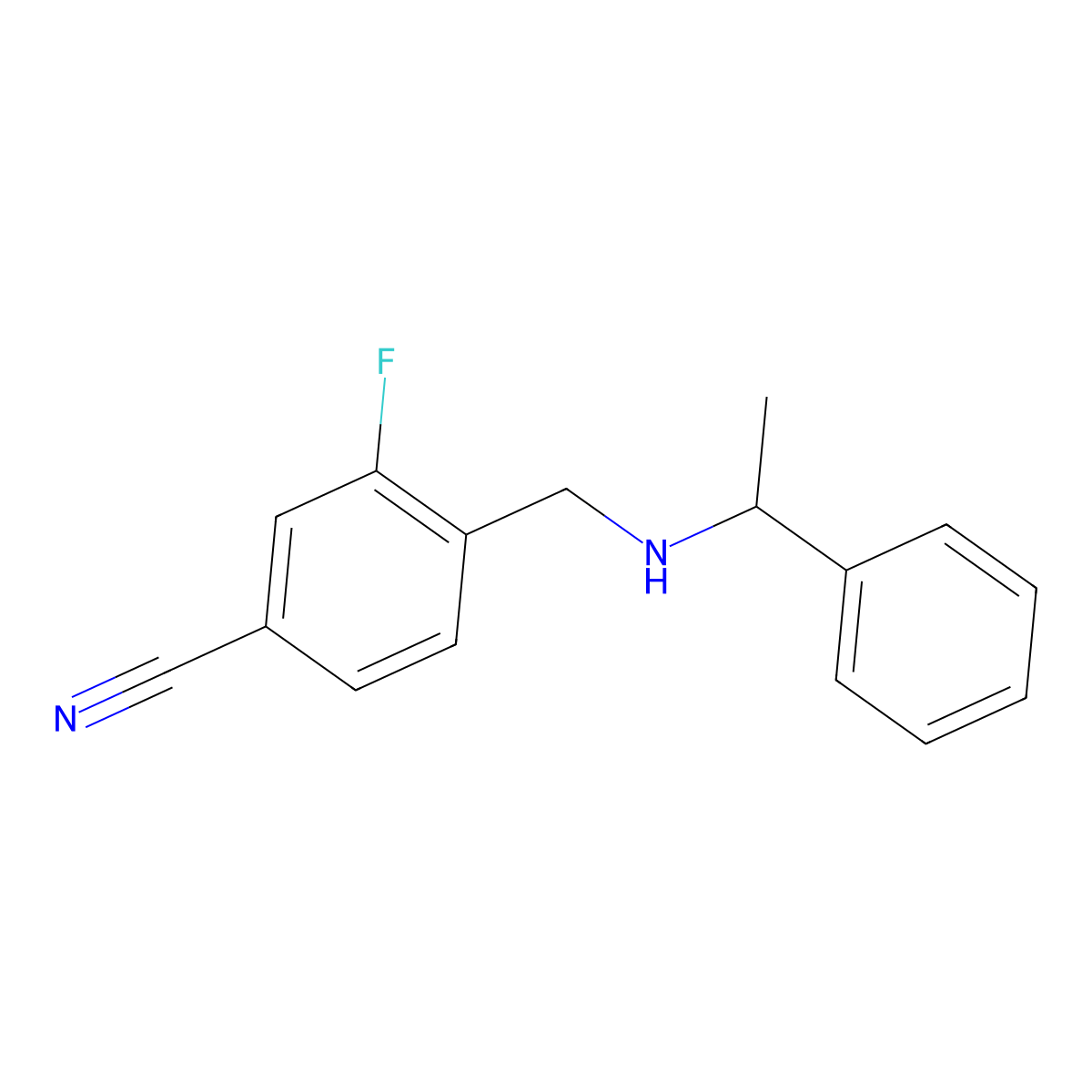 3-Fluoro-4-[[(1-phenylethyl)amino]methyl]benzonitrile molecular structure, CAS 1021053-14-4