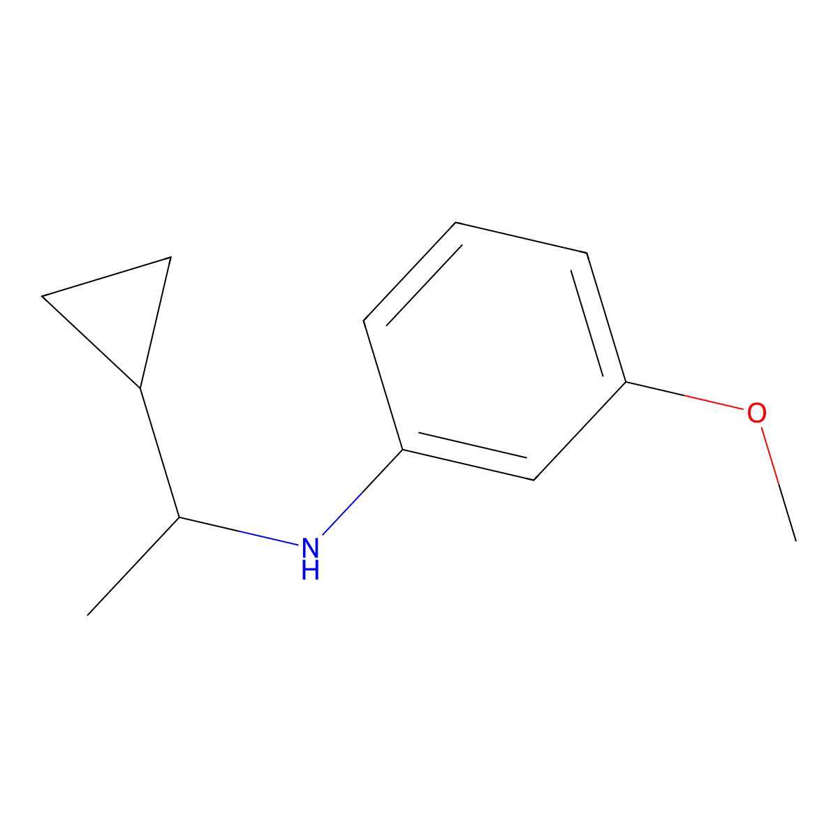 N-(1-cyclopropylethyl)-3-methoxyaniline molecular structure, CAS 1021053-44-0
