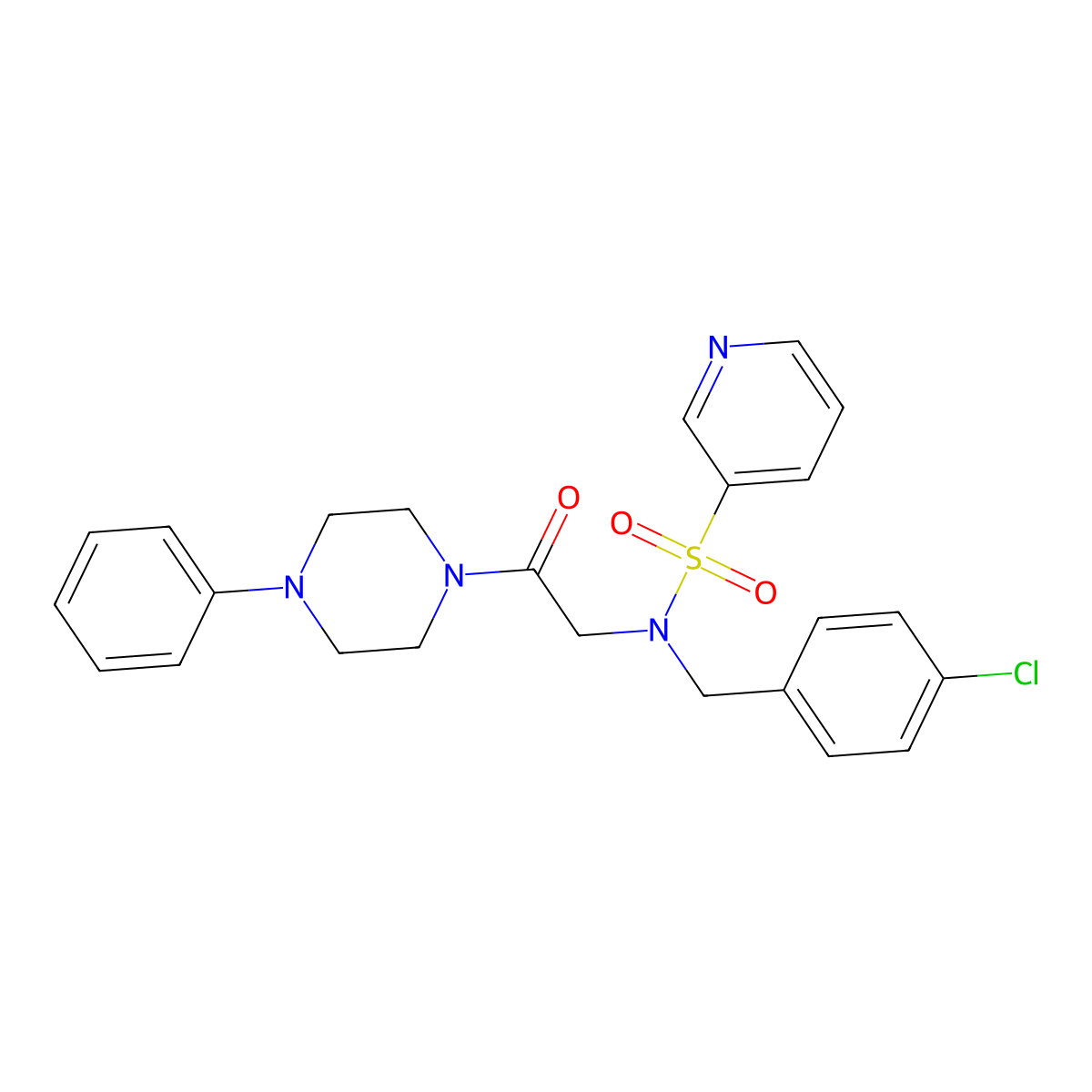 N-(4-chlorobenzyl)-N-(2-oxo-2-(4-phenylpiperazin-1-yl)ethyl)pyridine-3-sulfonamide molecular structure, CAS 1021054-64-7