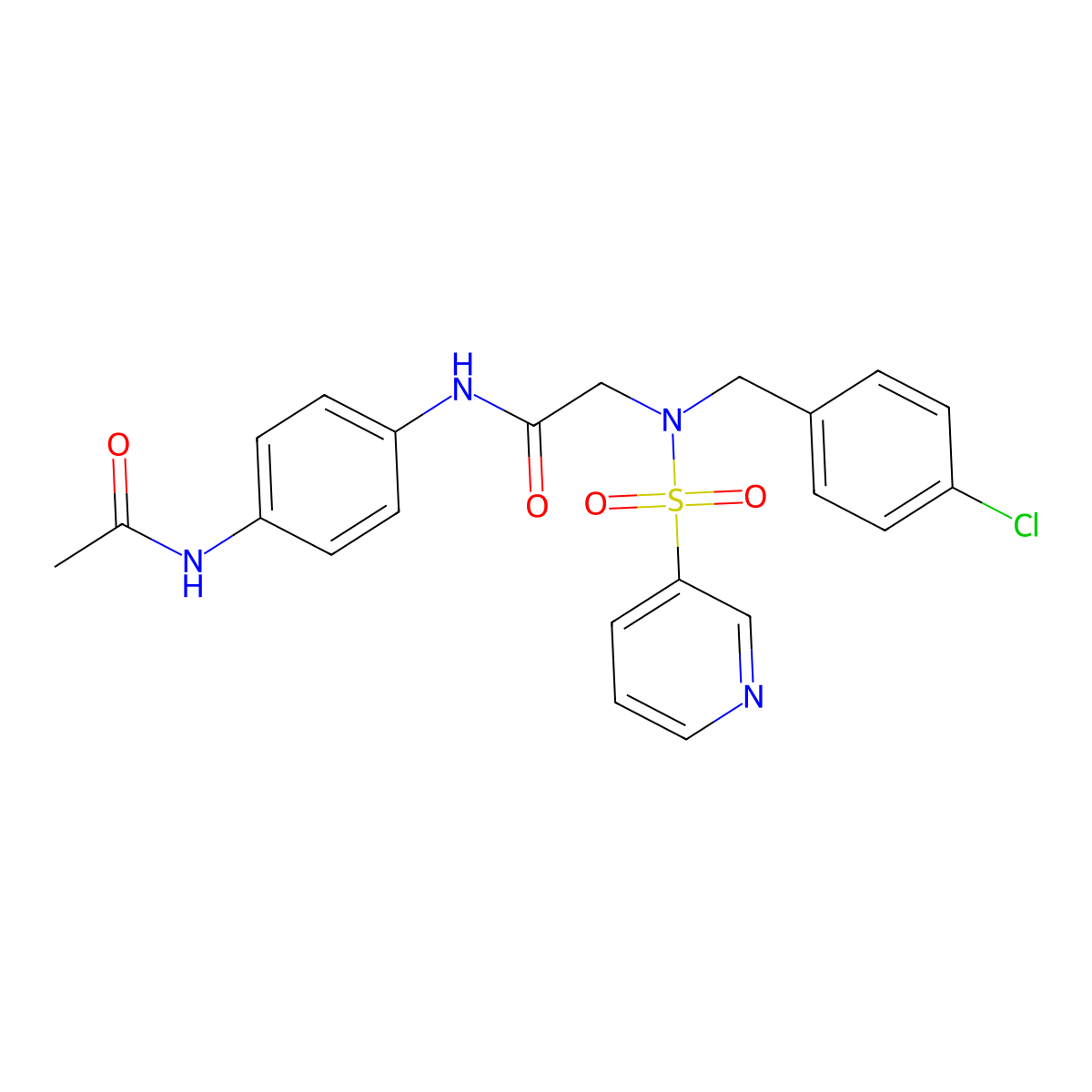 N-(4-acetamidophenyl)-2-(N-(4-chlorobenzyl)pyridine-3-sulfonamido)acetamide molecular structure, CAS 1021054-66-9