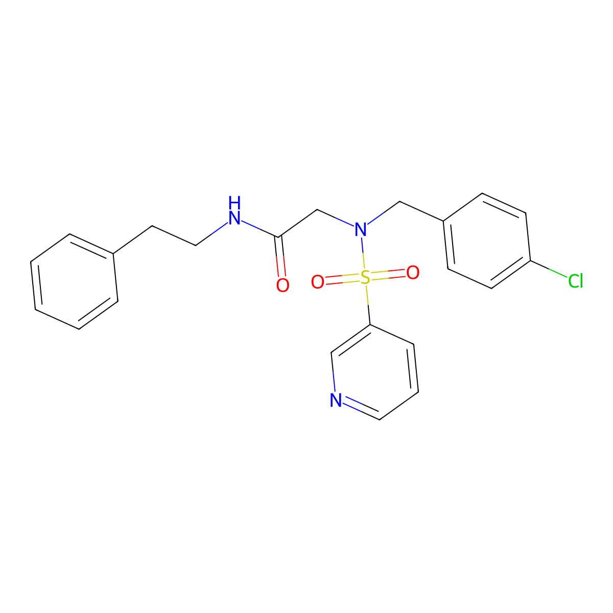 2-(N-(4-chlorobenzyl)pyridine-3-sulfonamido)-N-phenethylacetamide molecular structure, CAS 1021054-69-2